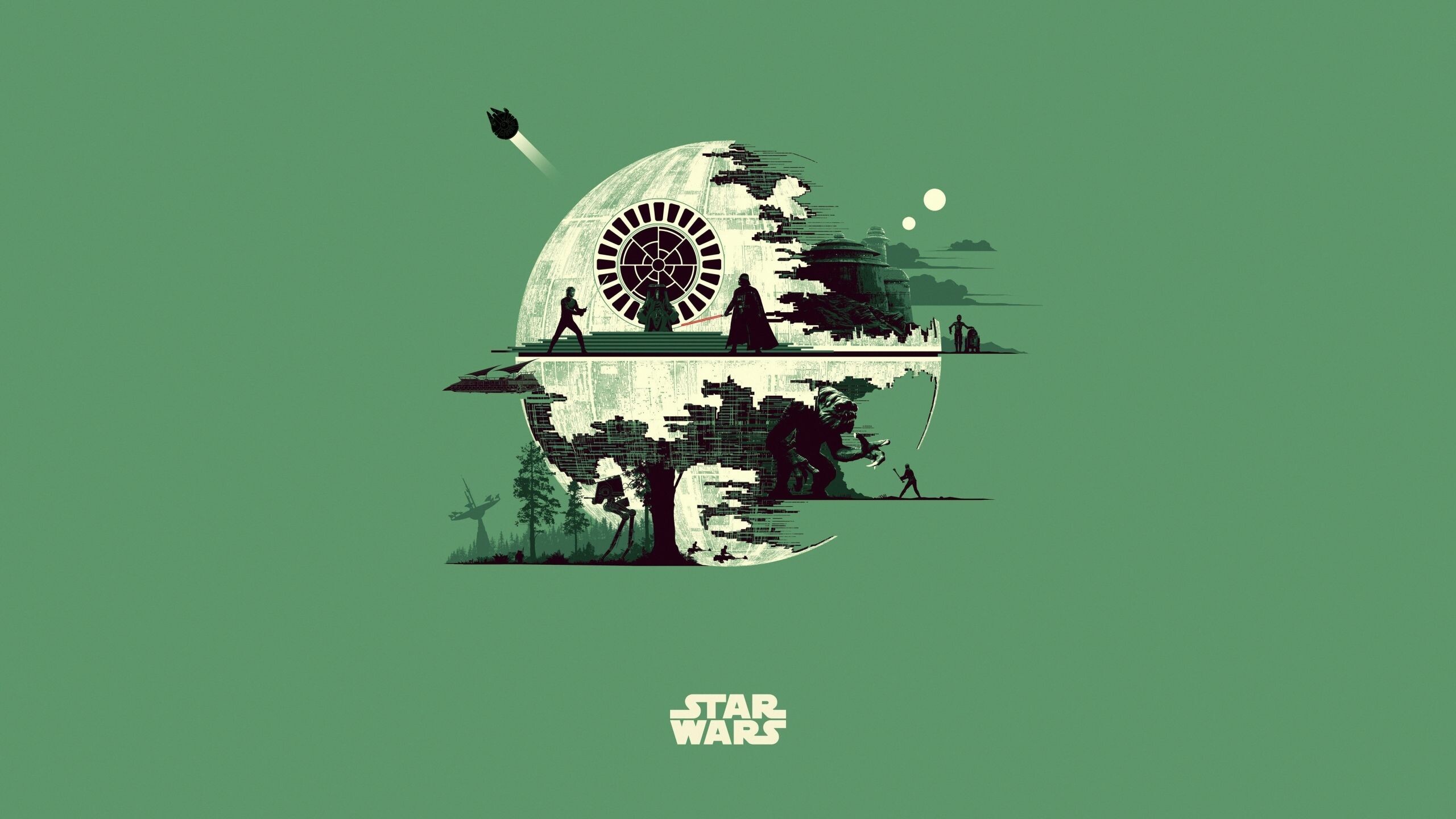 Star Wars minimalist, Simplistic designs, Powerful imagery, Timeless saga, 2560x1440 HD Desktop