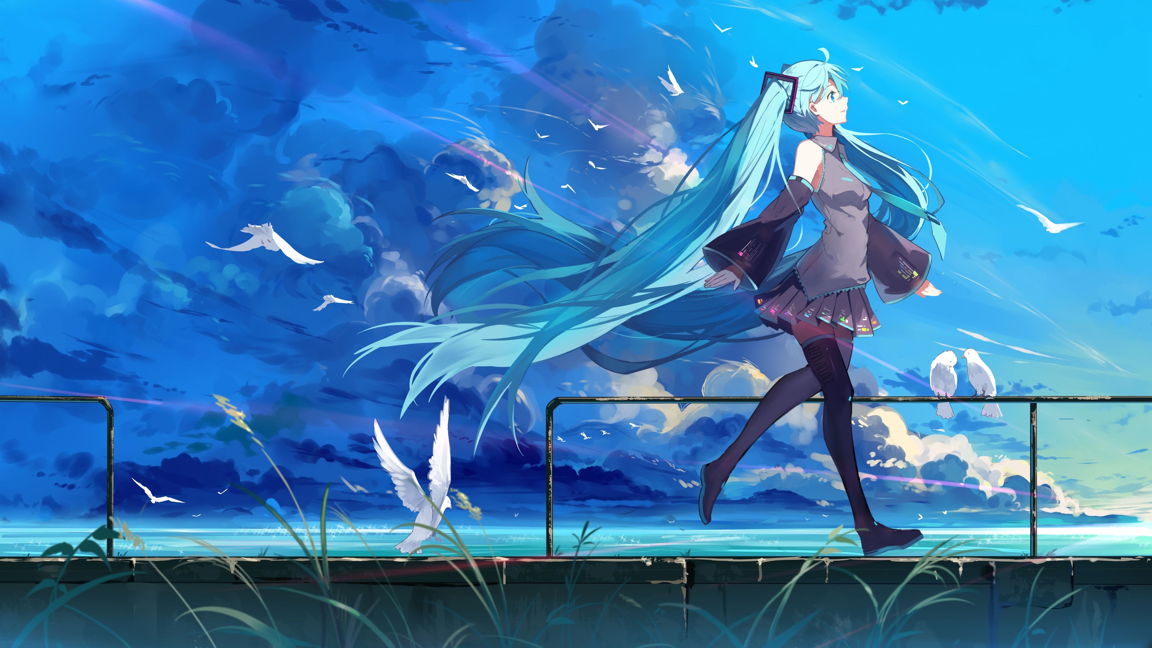 Hatsune Miku, Cool wallpaper designs, Free backgrounds, 3840x2160 4K Desktop