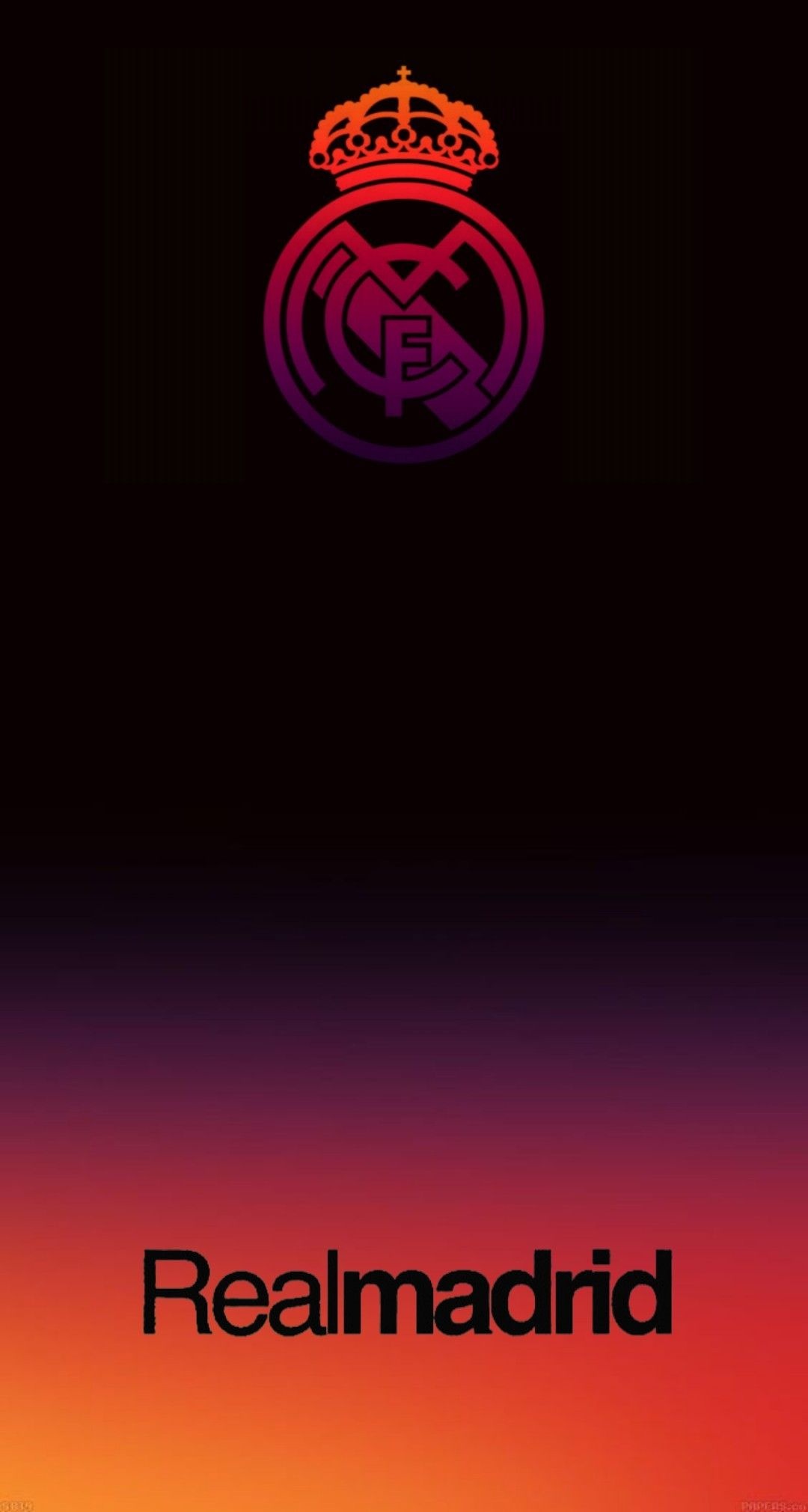 Real Madrid crest, Realmadrid, sunset gradient, HD Phone wallpaper