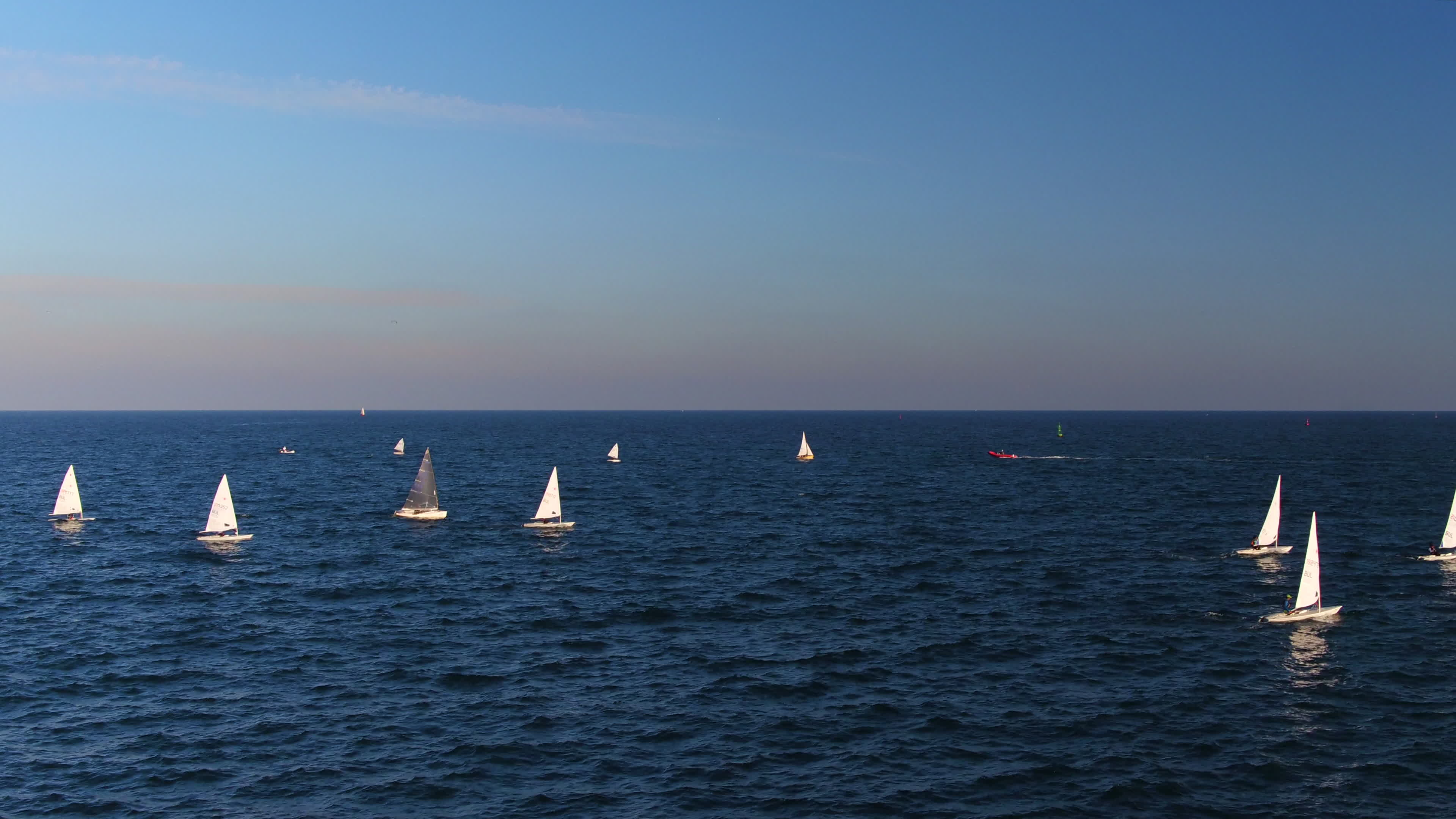 Sailing regatta, aerial view, competing boats, sea, 3840x2160 4K Desktop