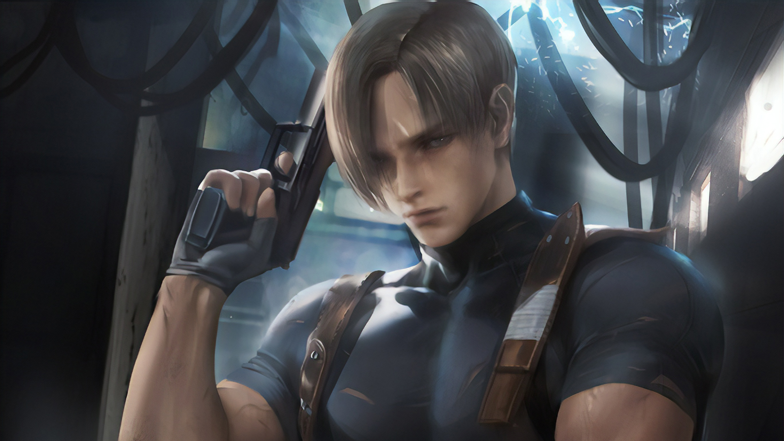 Leon S. Kennedy, tactical shoulder holster, semi-automatic handgun, HD Desktop wallpaper