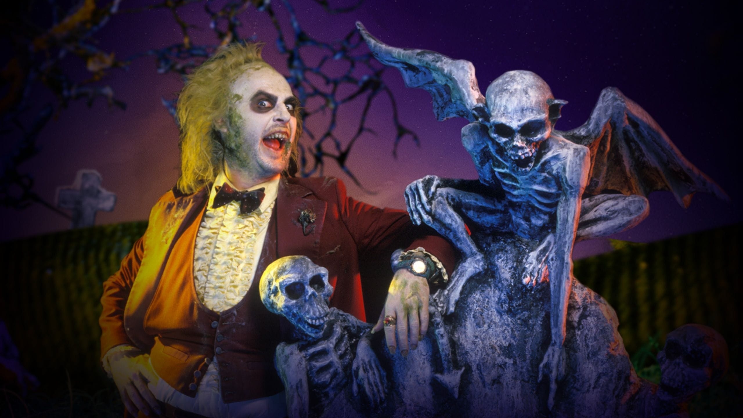 Beetlejuice movie, Iconic backdrops, Quirky universe, Surreal humor, 2560x1440 HD Desktop