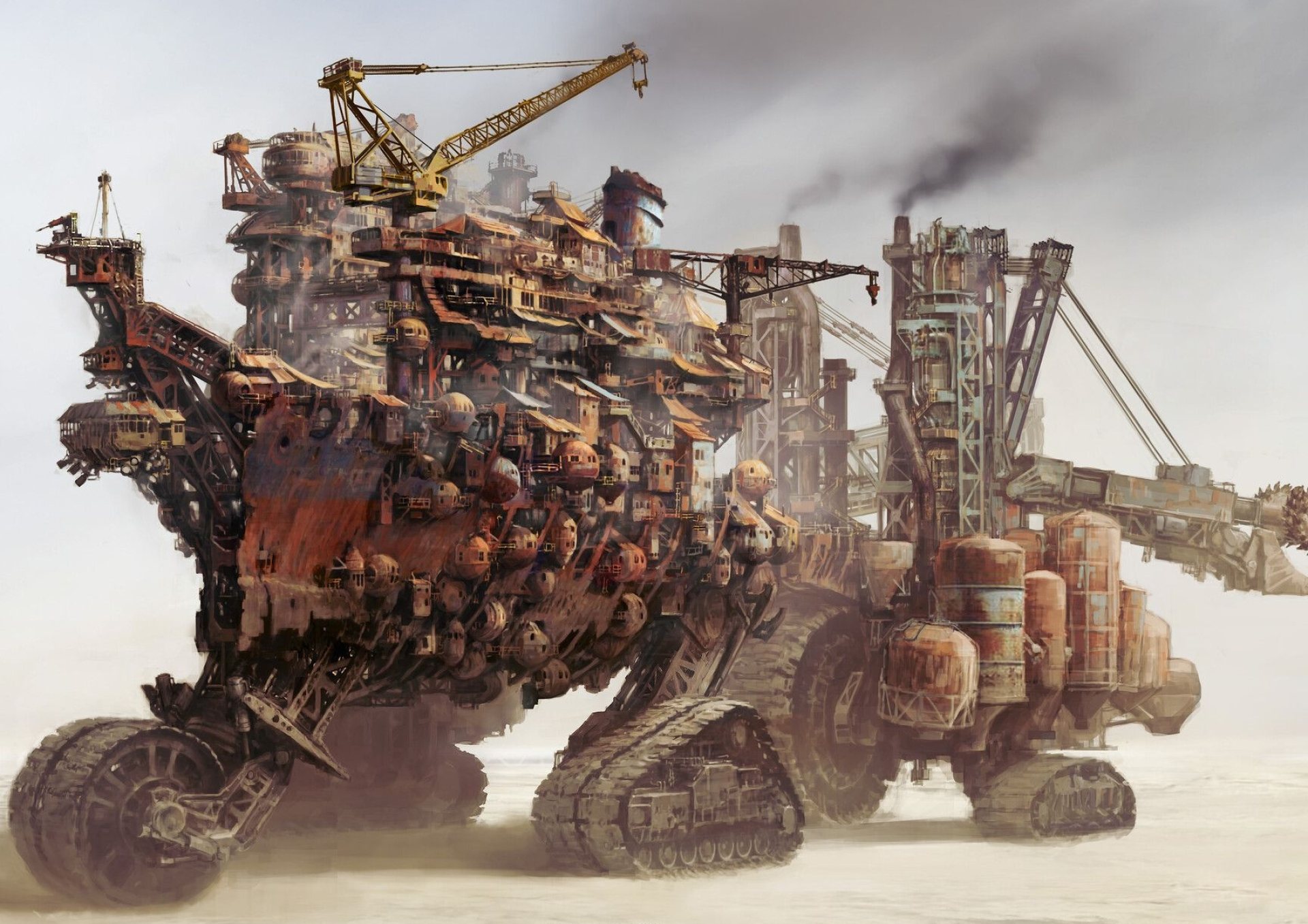 Mortal Engines, Fantasy landscape, Steampunk city, 1920x1360 HD Desktop