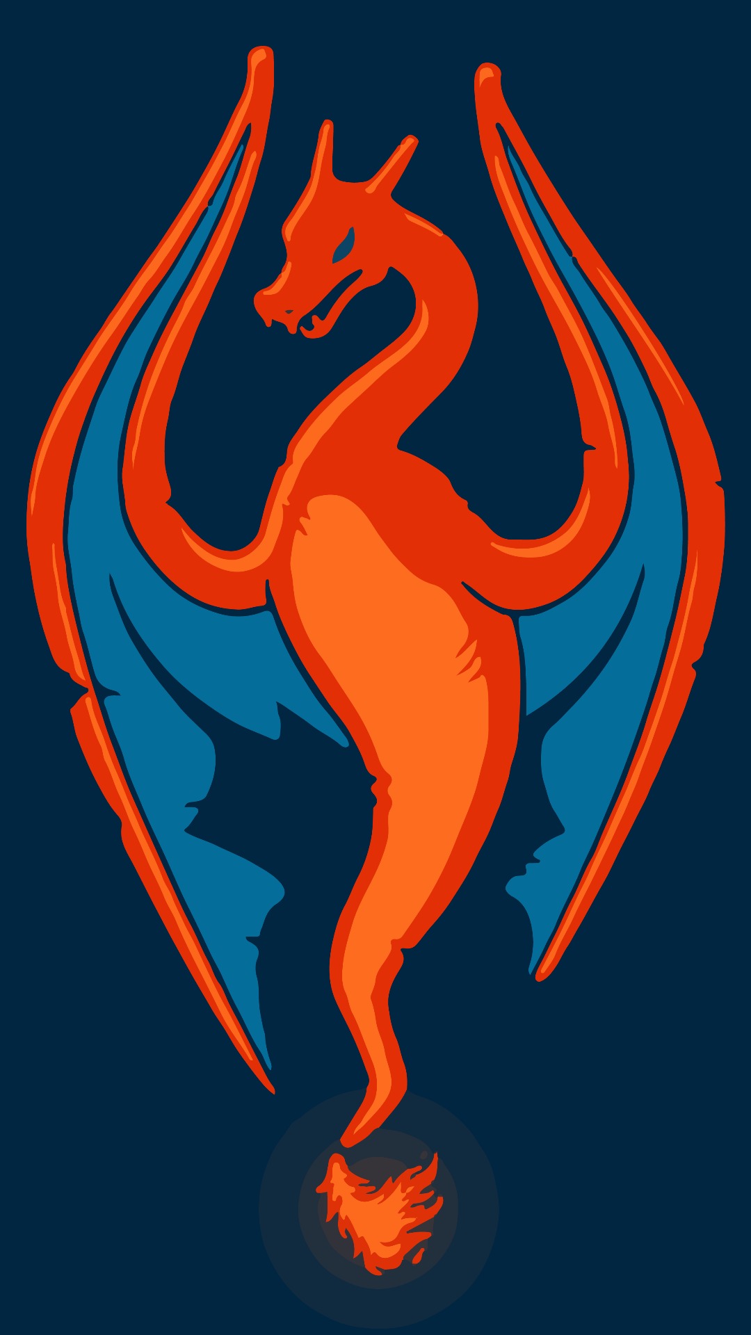 Charizard, Kanto, Flaming tail tip, Minimalist vector art, Full HD Phone wallpaper