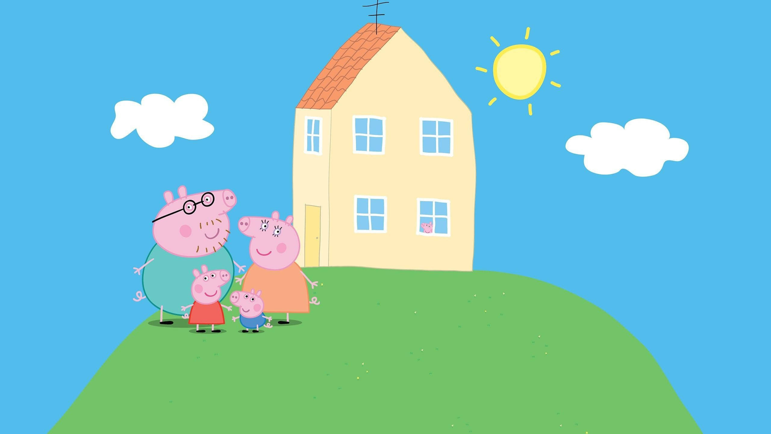 Peppa Pig and George Pig, Daddy Pig and Mummy Pig, Peppa Pig's house, HD Desktop wallpaper