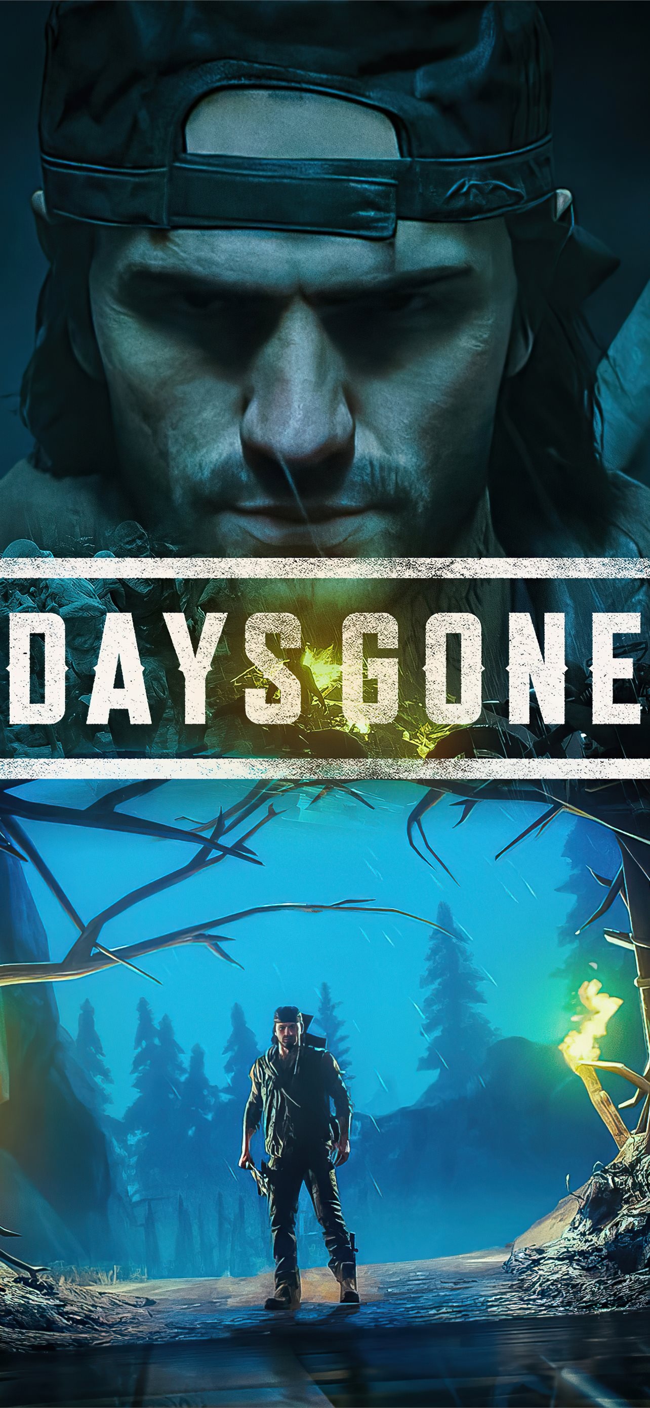 Deacon St. John, DAYS GONE text, misty pine forest, HD Phone wallpaper