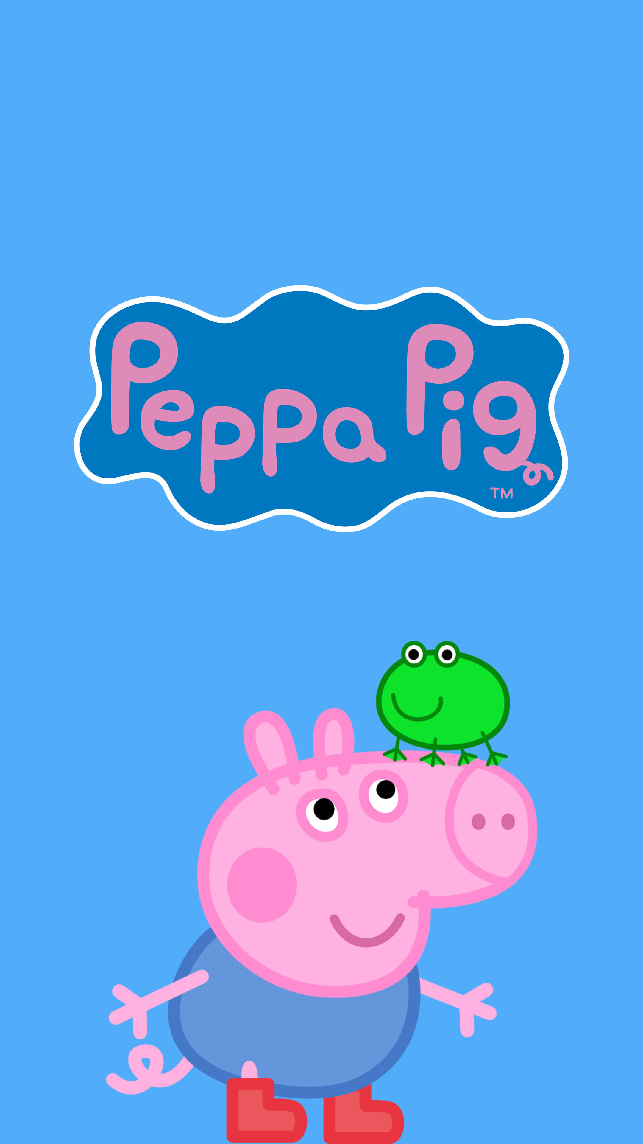 George Pig, Peppa Pig logo, Green cartoon frog, 4K Phone wallpaper