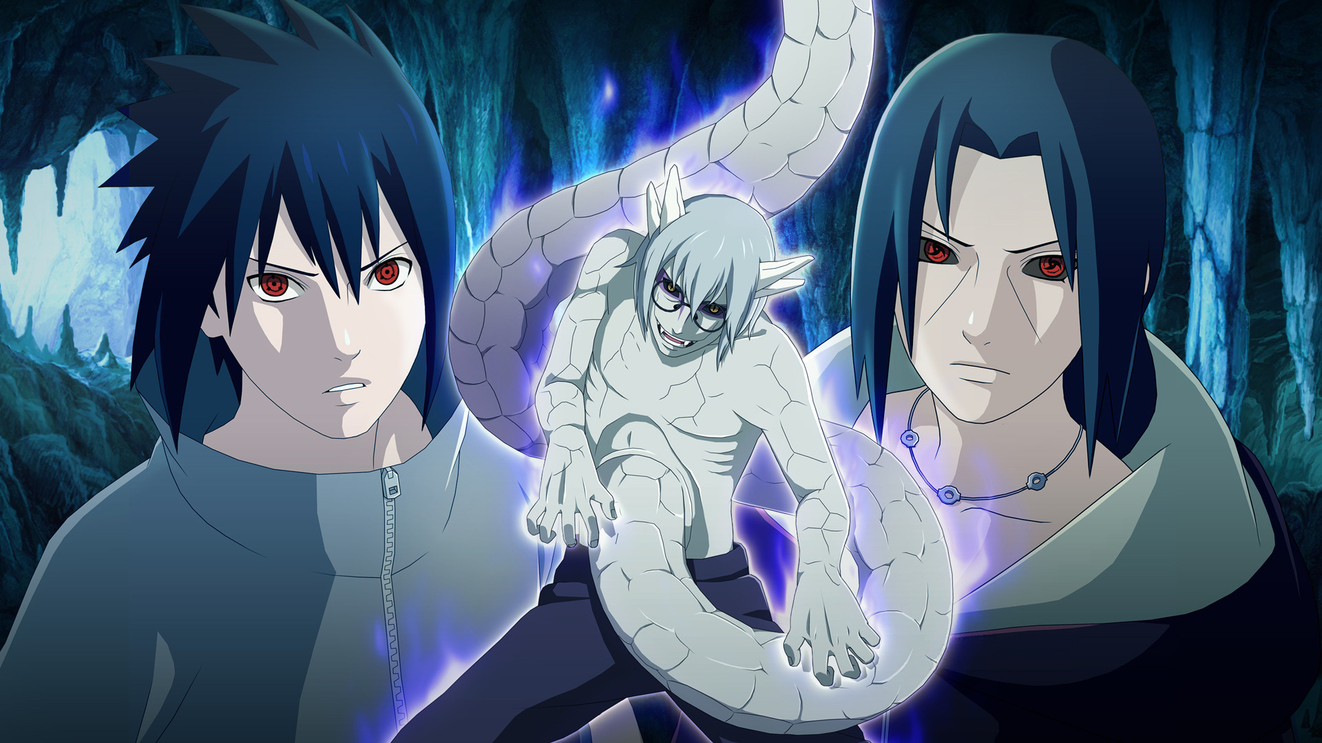 Sasuke Uchiha, Sage Mode Kabuto Yakushi, Reanimated Itachi Uchiha, Full HD Desktop wallpaper