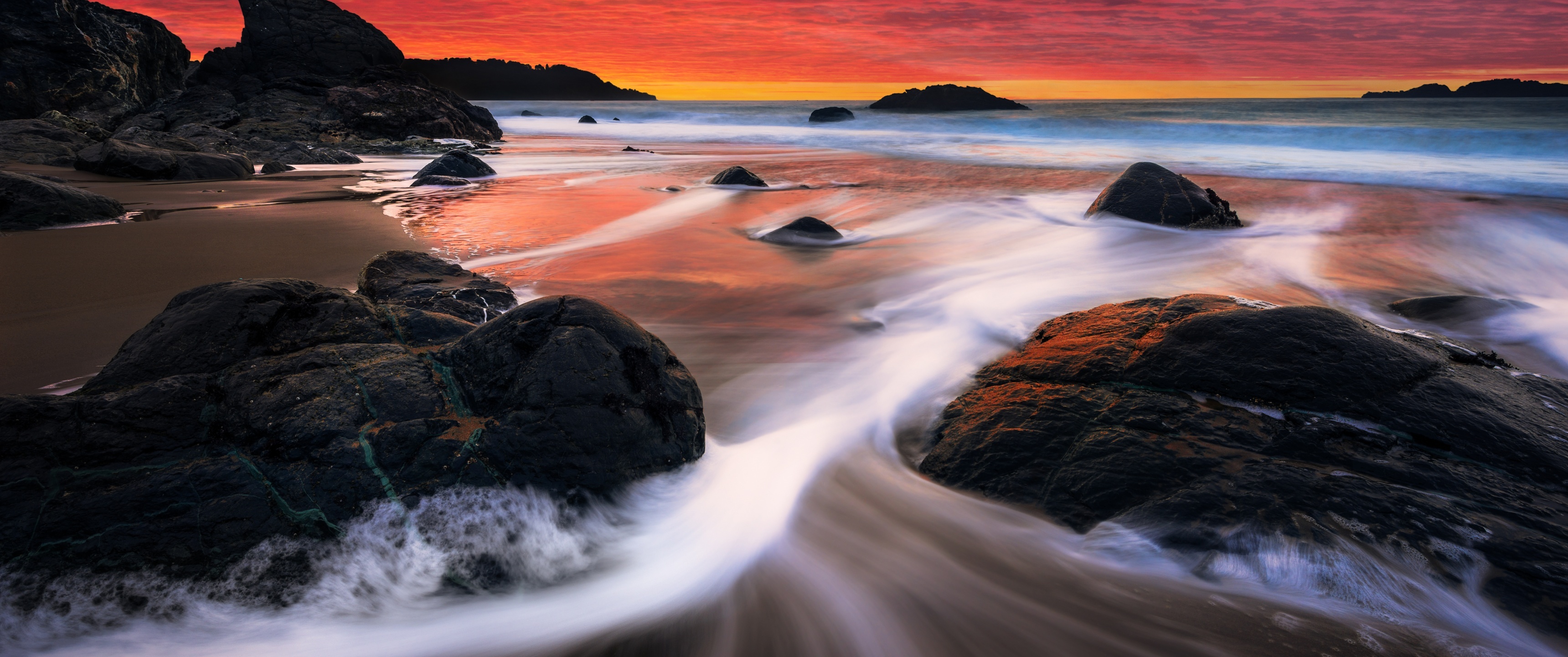 Marshall Beach, Ocean Landscape Wallpaper, 3440x1440 Dual Screen Desktop