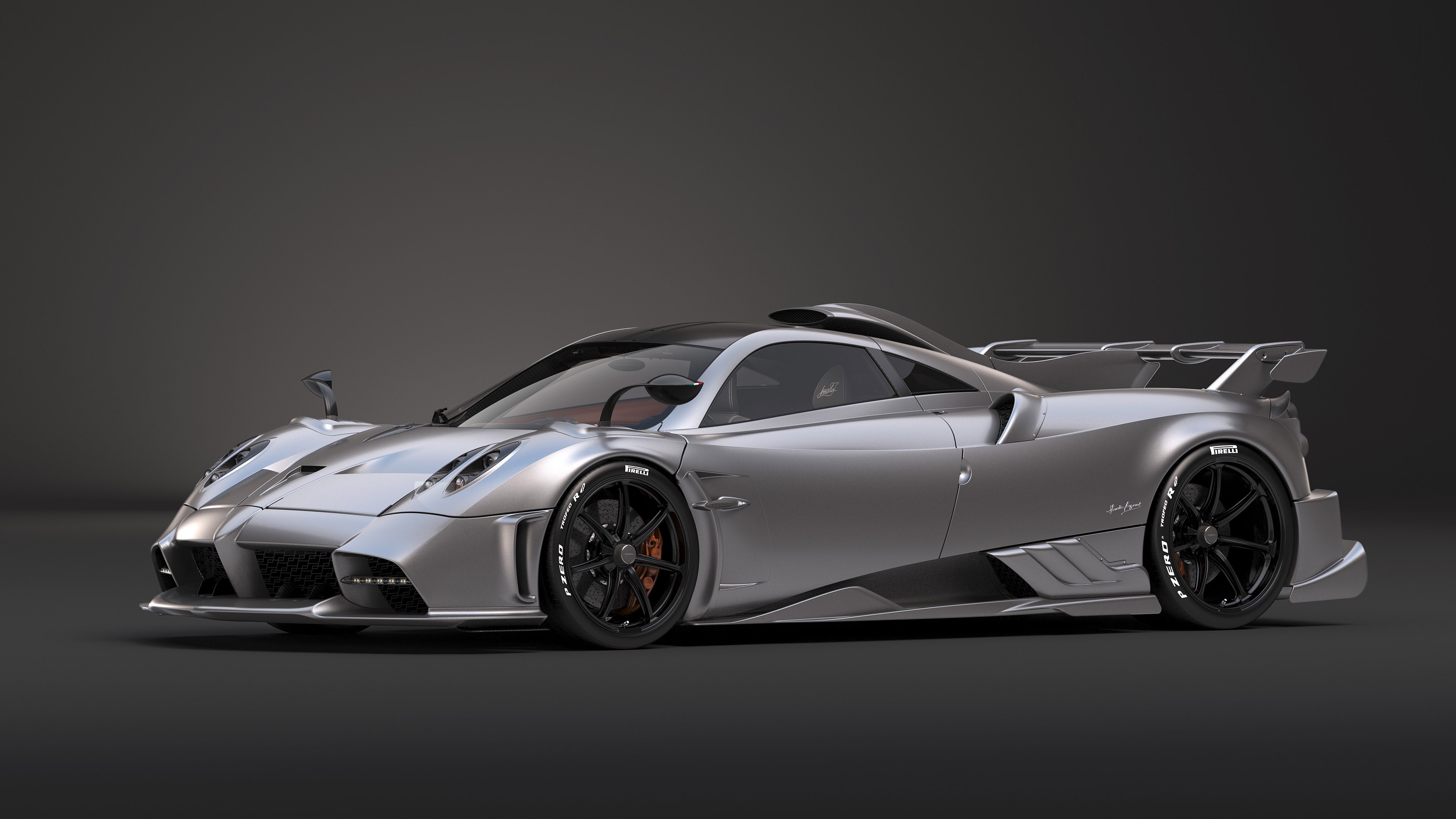 Pagani Imola, Pirelli P Zero tires, dark gray studio, 4K Desktop wallpaper