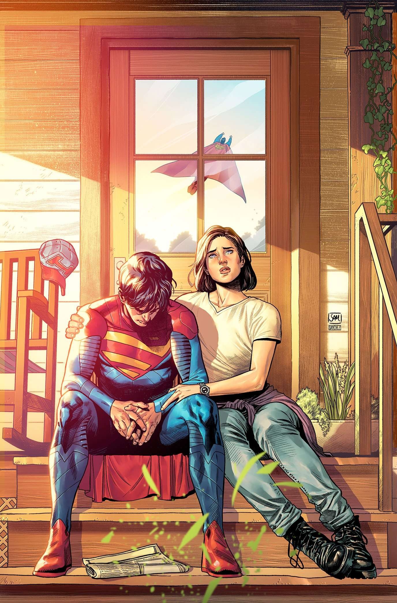 Jon Kent Superman, Lois Lane, Clark Kent flying, Kent Farm porch, HD Phone wallpaper