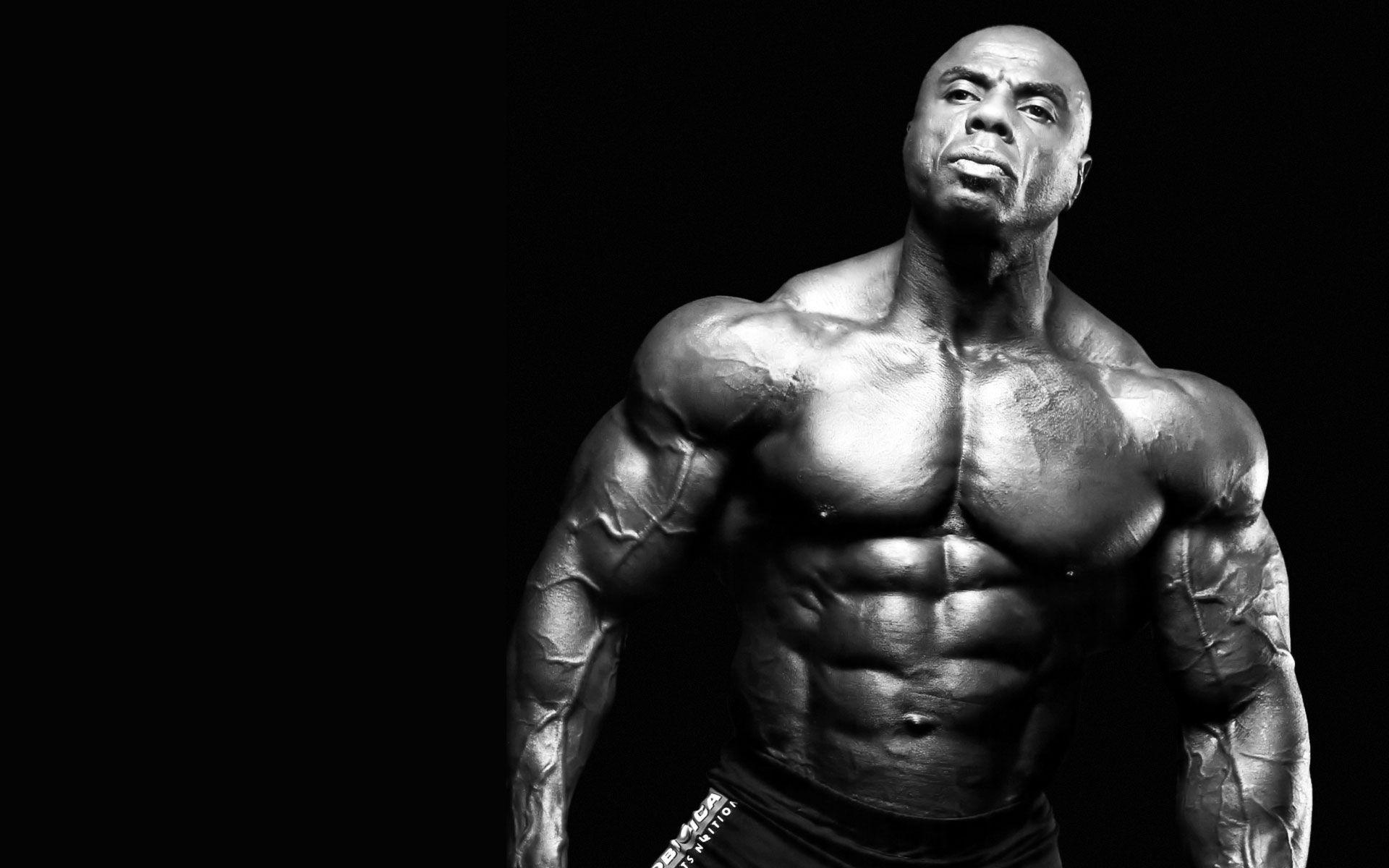 Toney Freeman, Muscular male physique, Monochrome studio lighting, HD Desktop wallpaper