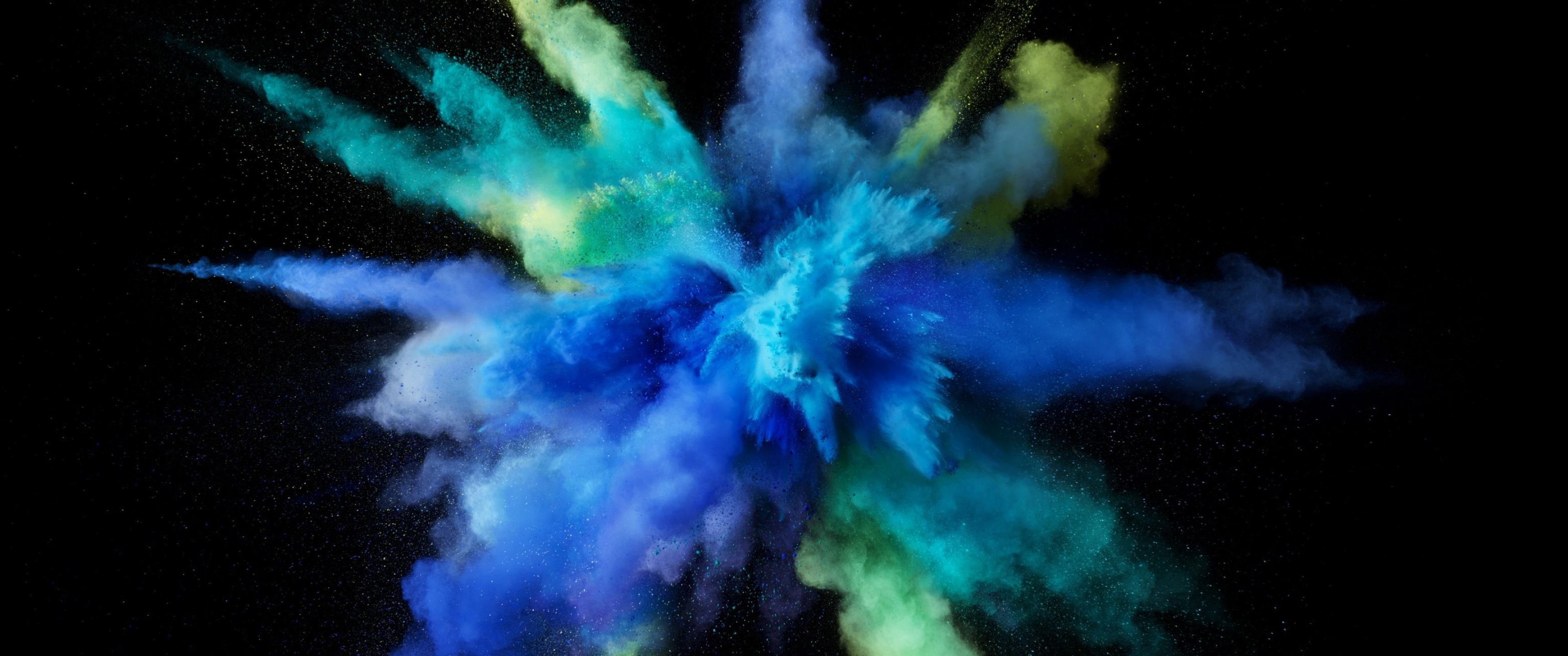 Powder explosion photography, Cyborgsamuraiv, 3440x1440 Dual Screen Desktop