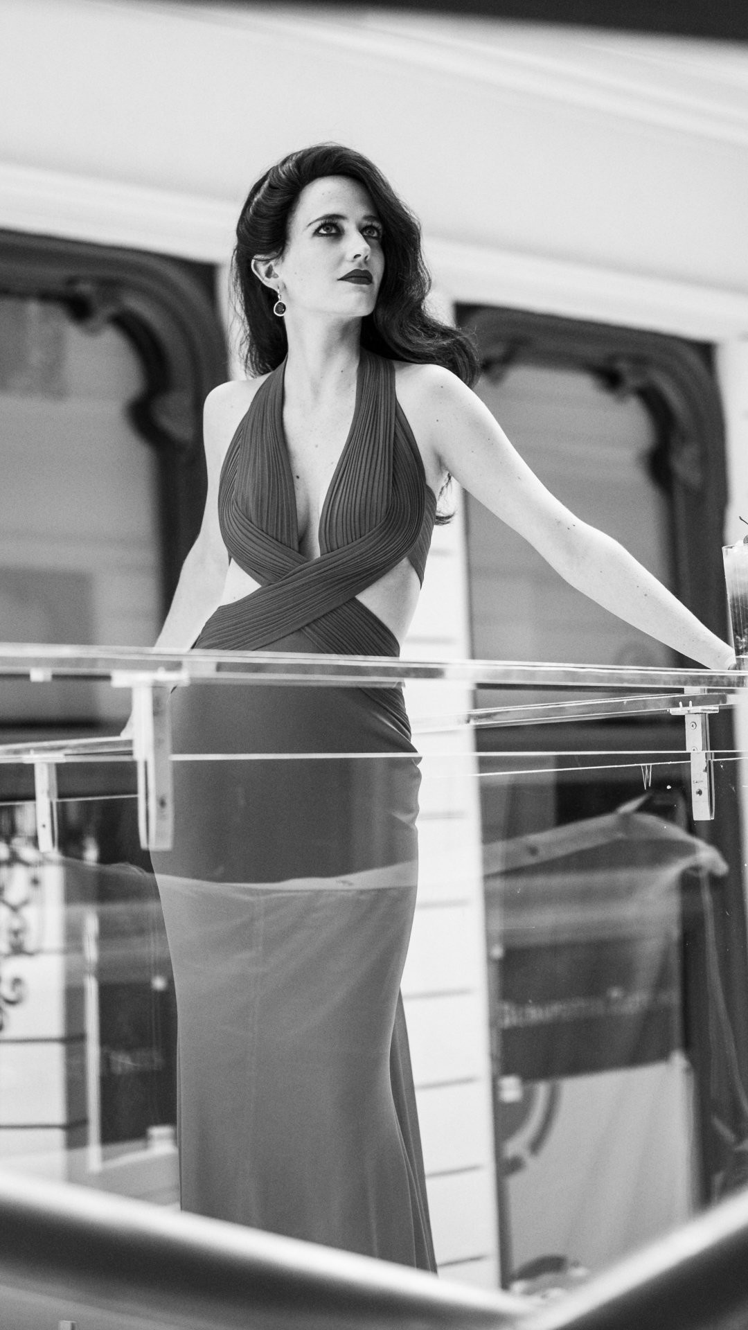Eva Green on mobile, Stylish wallpapers, On-the-go beauty, Digital enchantment, 1080x1920 Full HD Phone