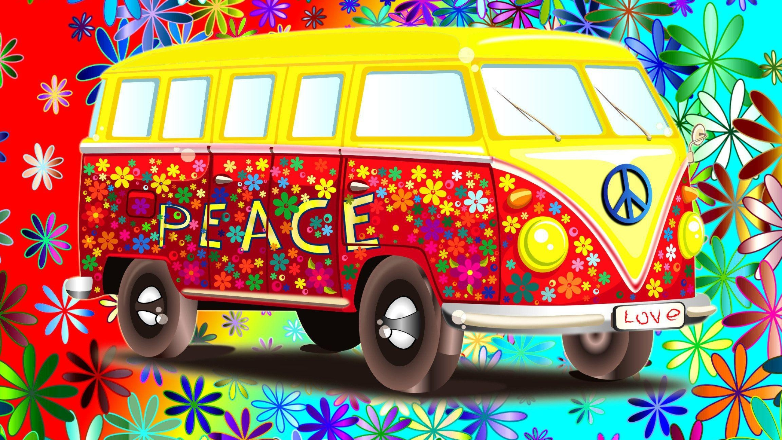 Volkswagen T1, Hippie Wallpaper, 2560x1440 HD Desktop