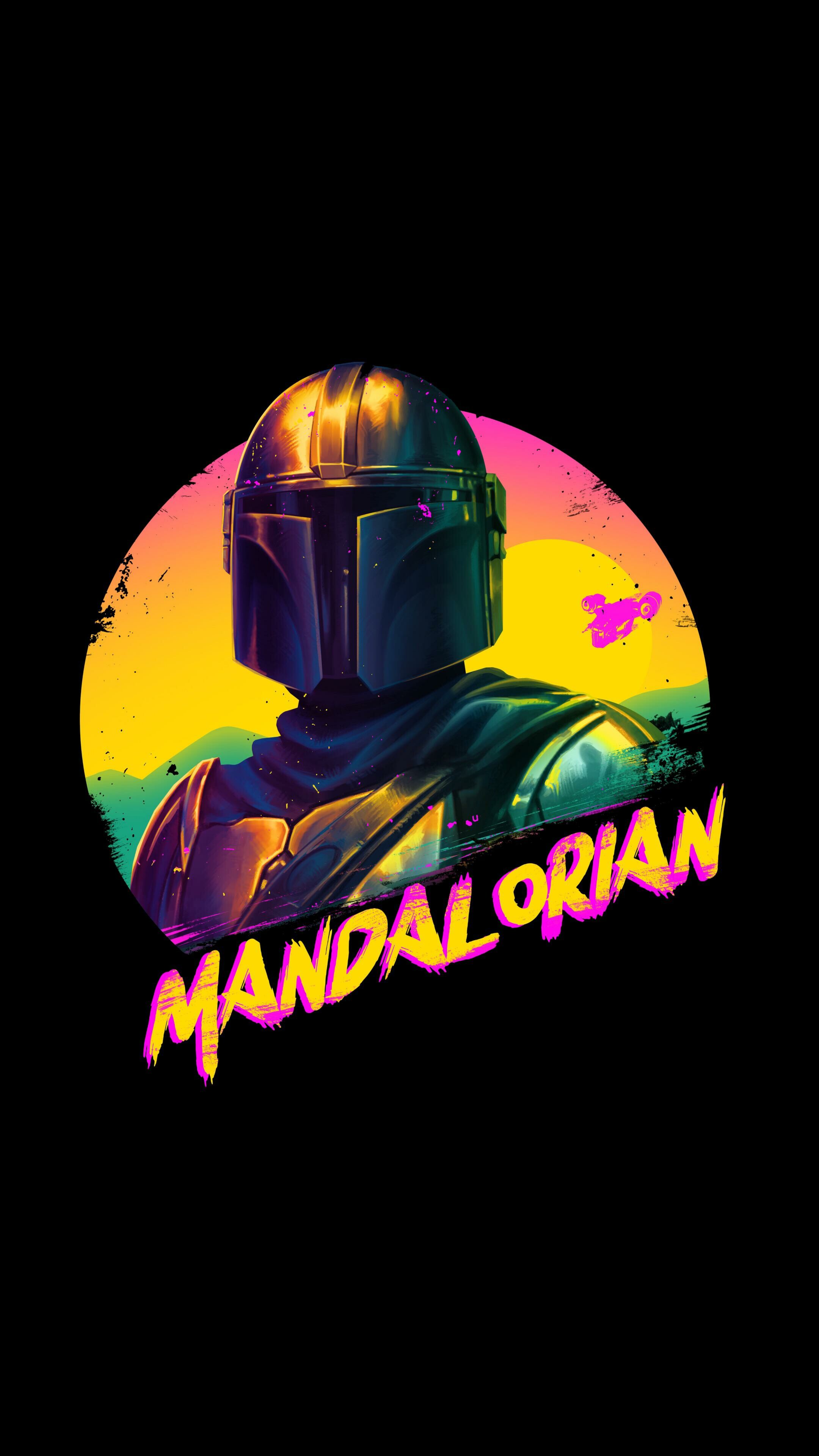 Retro, The Mandalorian Wallpaper, 2160x3840 4K Phone