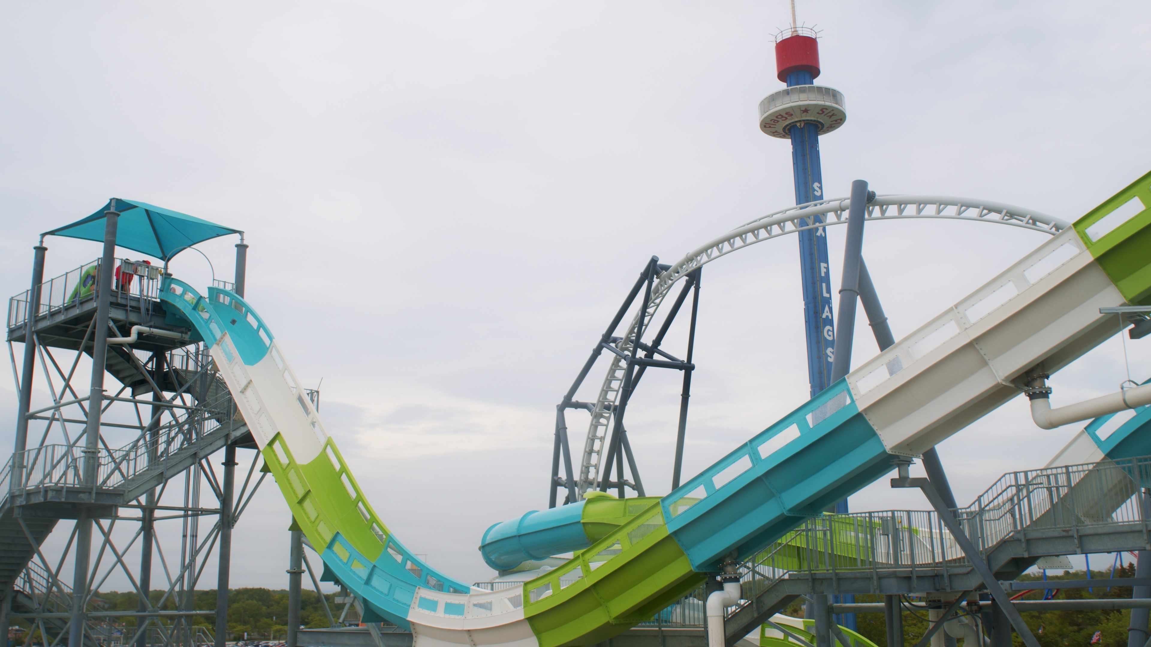 Six Flags Hurricane Harbor Chicago, Waterpark Wallpaper, 3840x2160 4K Desktop