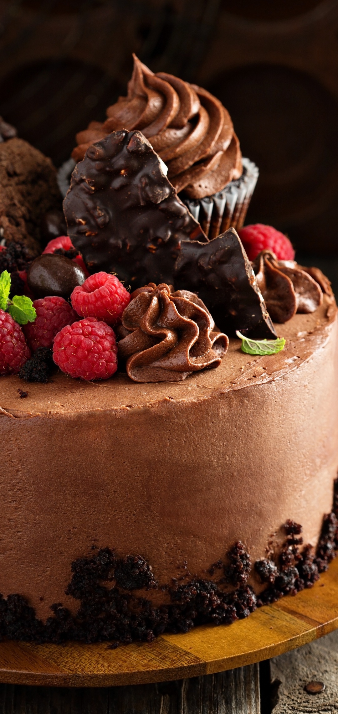 Chocolate raspberry cake, Irresistible combination, Delectable delight, Sweet satisfaction, 1080x2280 HD Phone