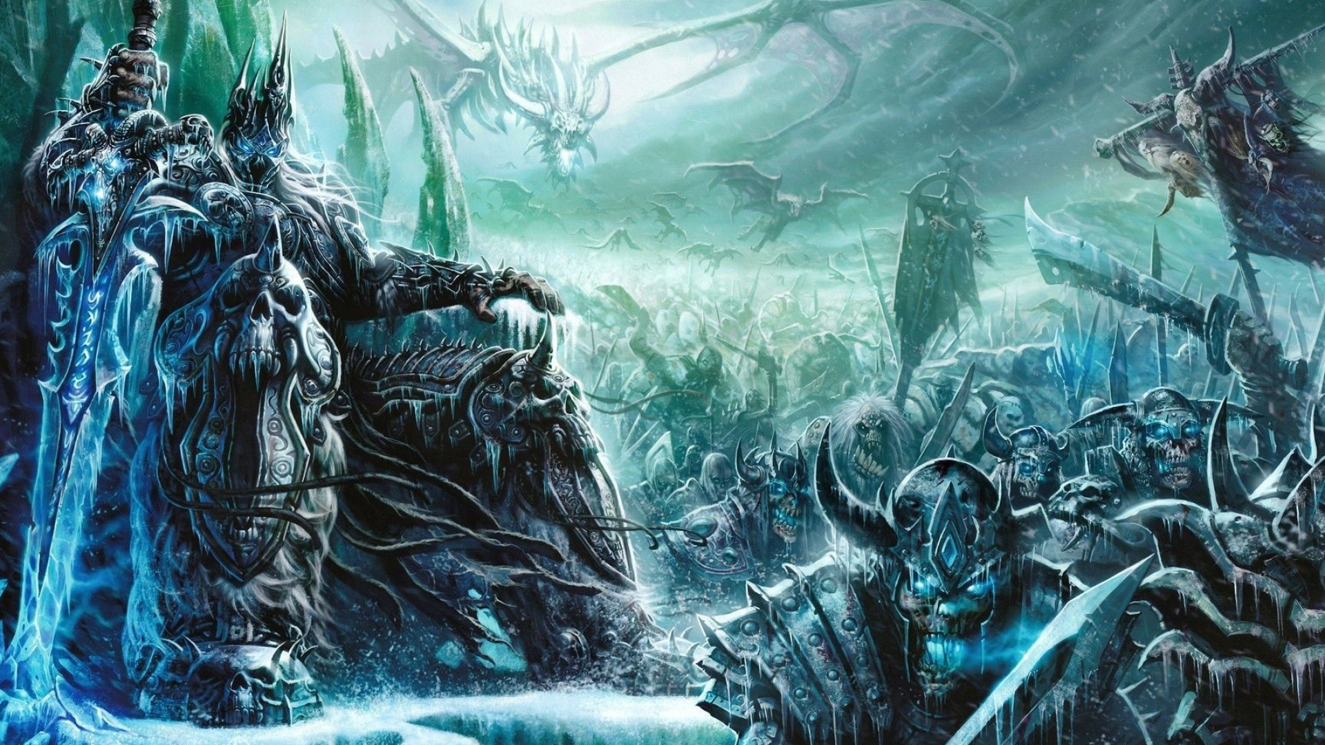 Wrath of the Lich King, Epic fantasy art, Dystopian setting, Chilling atmosphere, 1920x1080 Full HD Desktop
