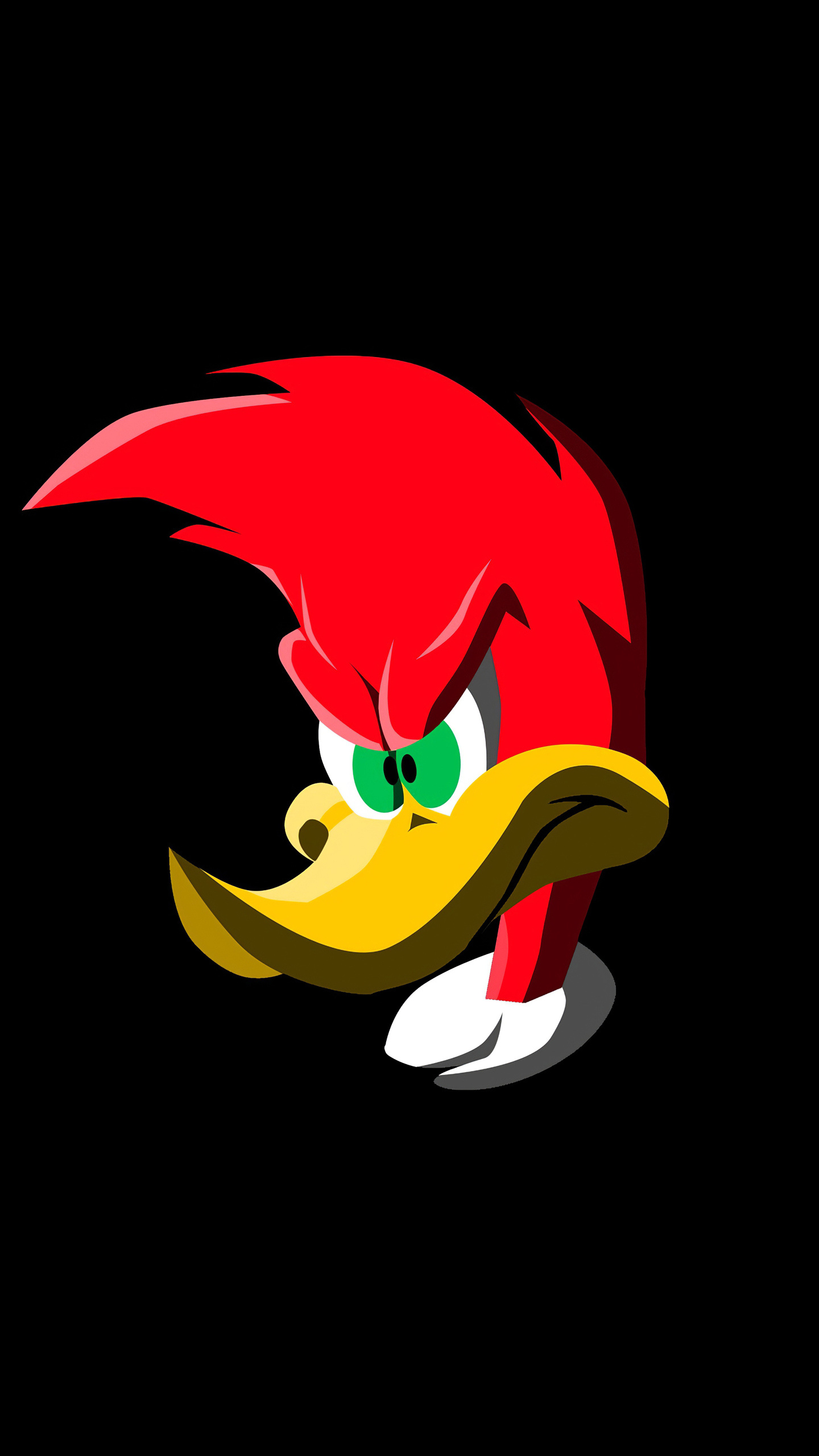 Woody Woodpecker, Minimalistic wallpaper, Funny cartoon, Colorful background, 1440x2560 HD Phone