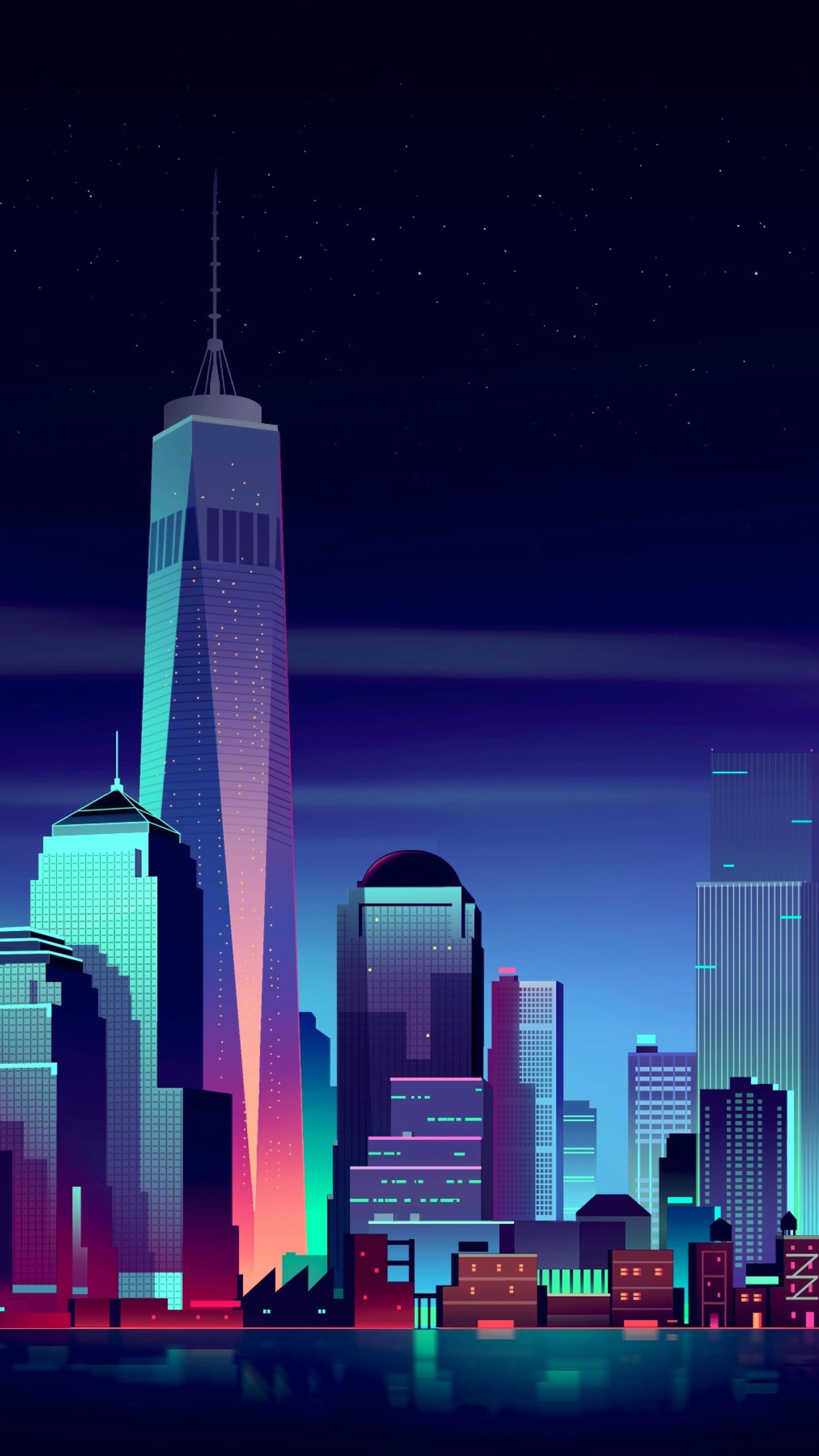 NY skyline, Graphic Wallpaper, 2160x3840 4K Phone