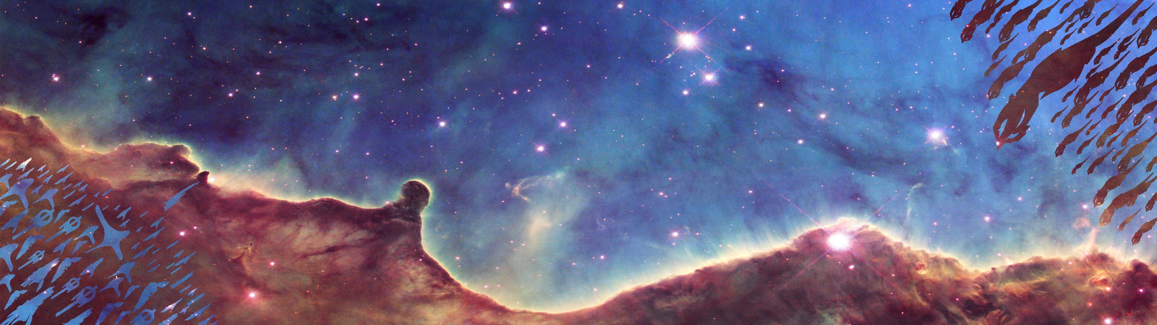 NGC 3324, Mass Effect 3 Wallpaper, 3840x1080 Dual Screen Desktop