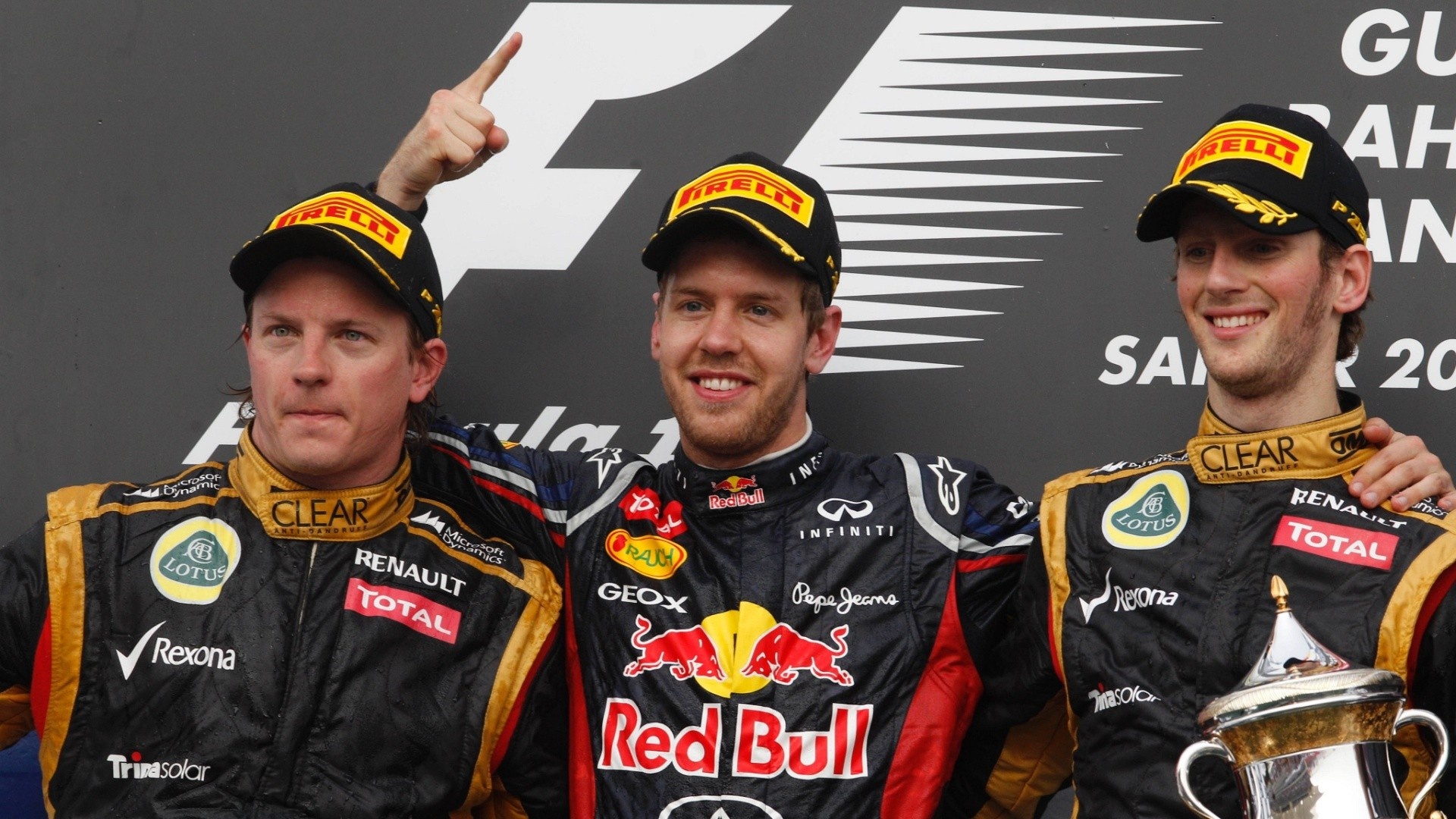 Sebastian Vettel and Romain Grosjean, Kimi Raikkonen Wallpaper, 1920x1080 Full HD Desktop