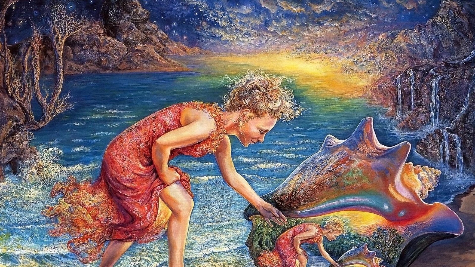 Josephine Wall, Magical discovery, HD wallpaper, Artistic wonder, 1920x1080 Full HD Desktop