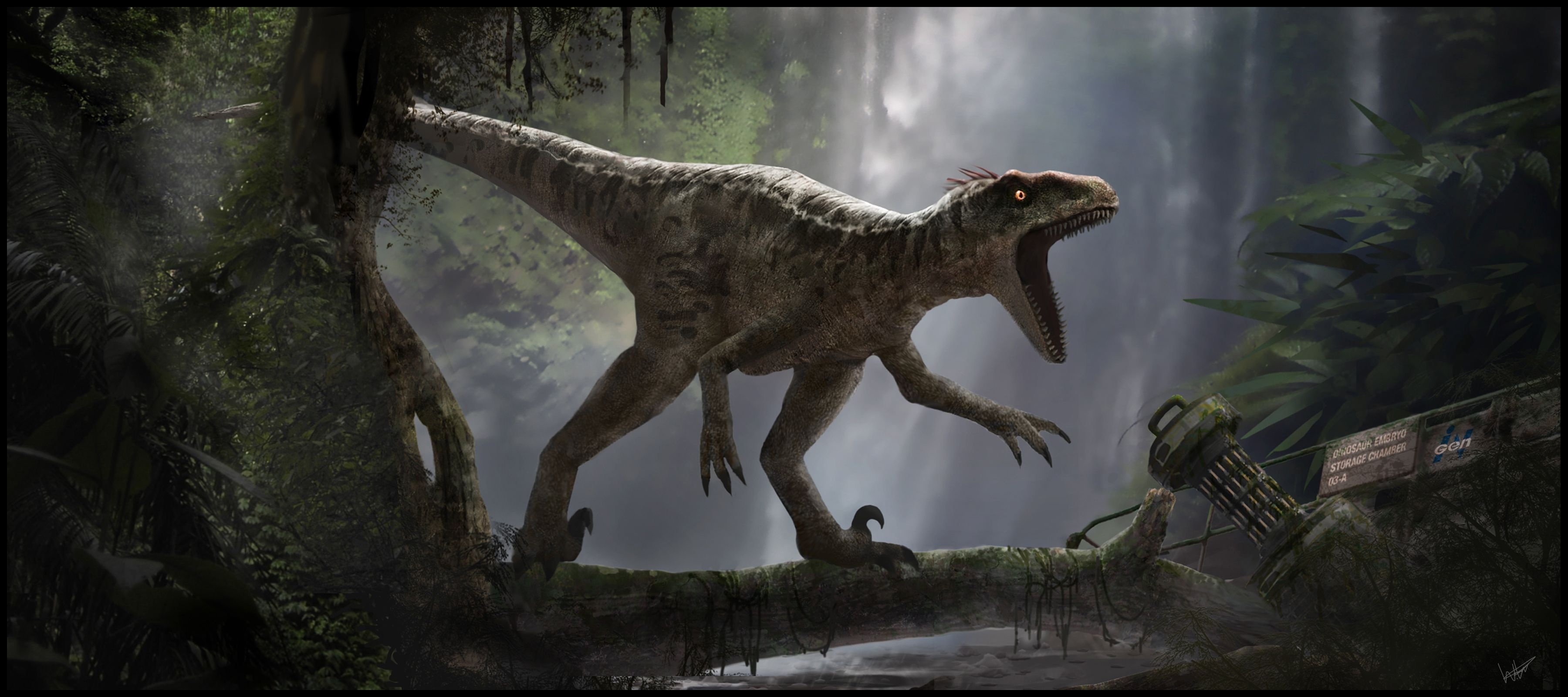 Jurassic Park III, Velociraptor Wallpaper, 3600x1600 Dual Screen Desktop