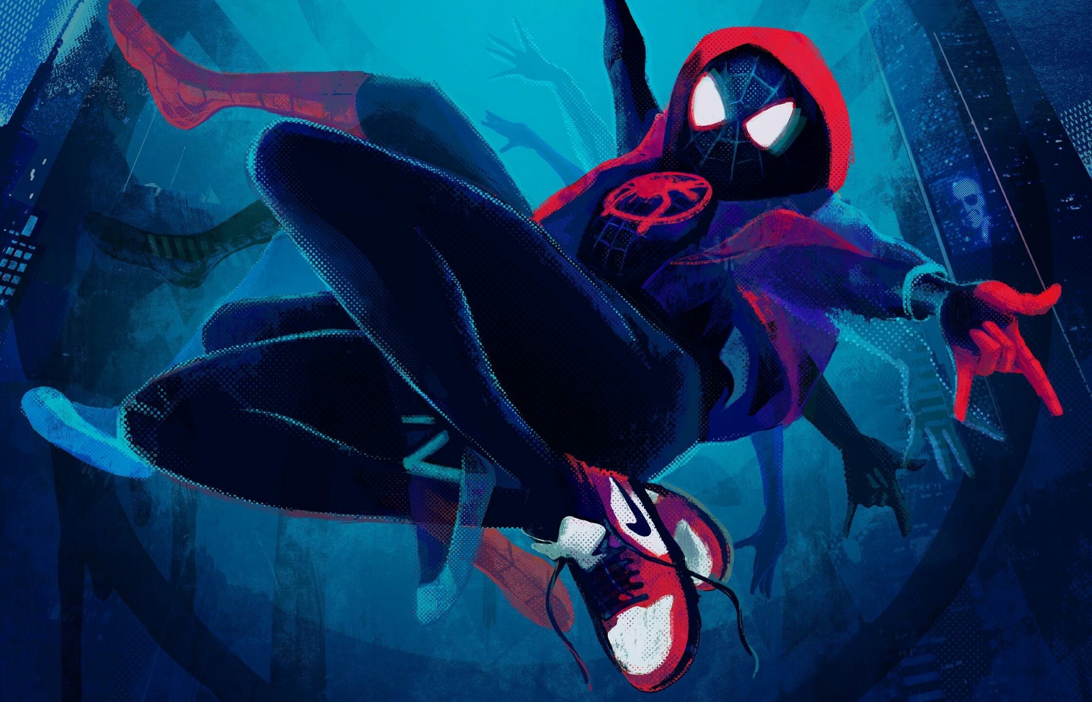 Spider-Verse vibes, Web-slinging hero, Cinematic wallpaper, Comic book inspiration, 2240x1440 HD Desktop