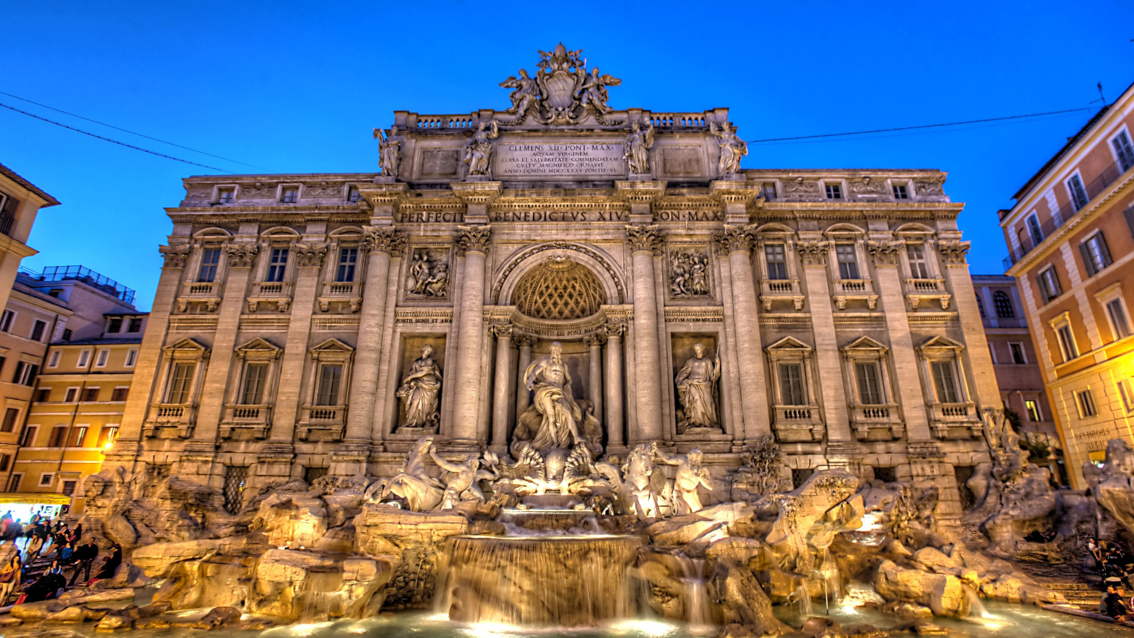 Trevi Fountain, Rome sightseeing, Baroque sculpture, Italian tourism, 3840x2160 4K Desktop
