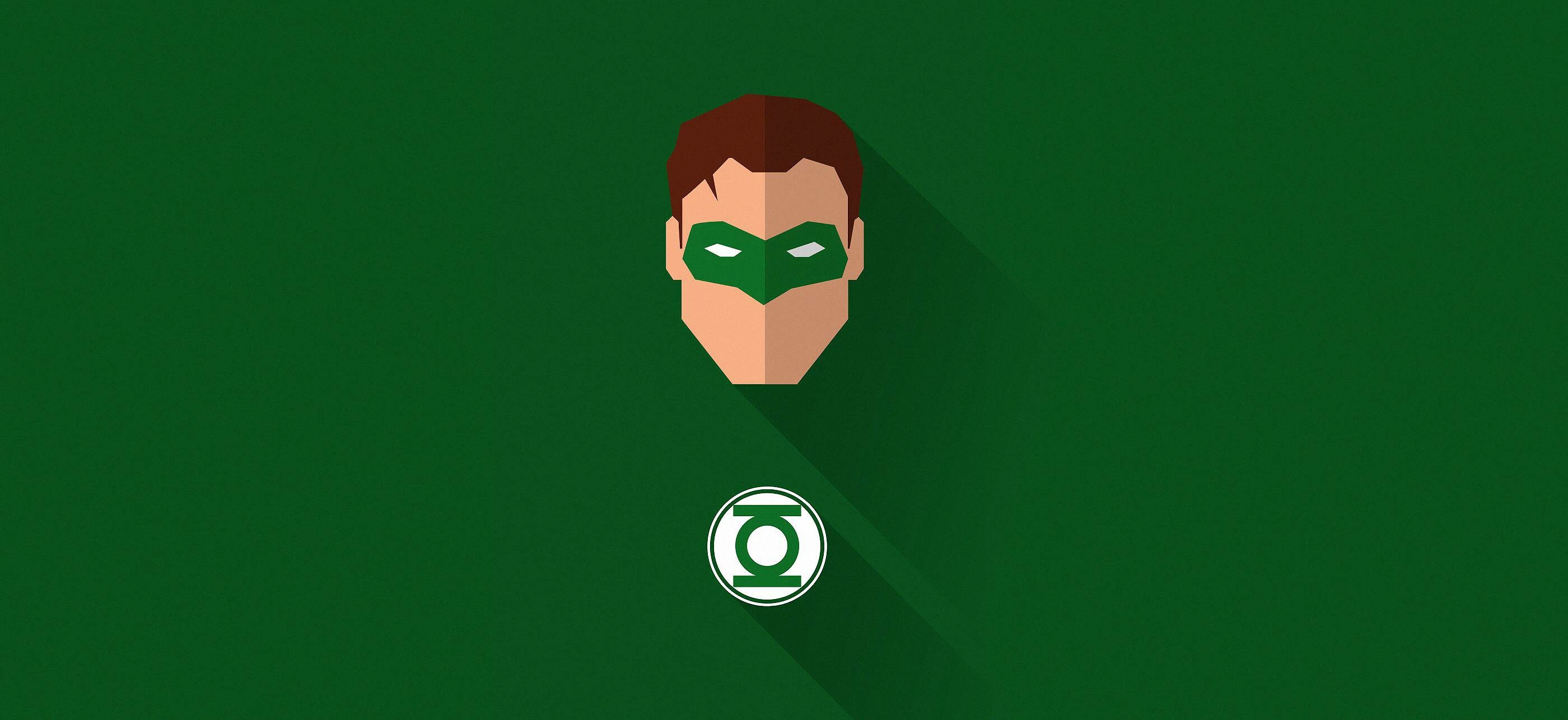 Green Lantern comics, Minimalist wallpapers, Simplistic design, Vibrant colors, 2800x1290 Dual Screen Desktop