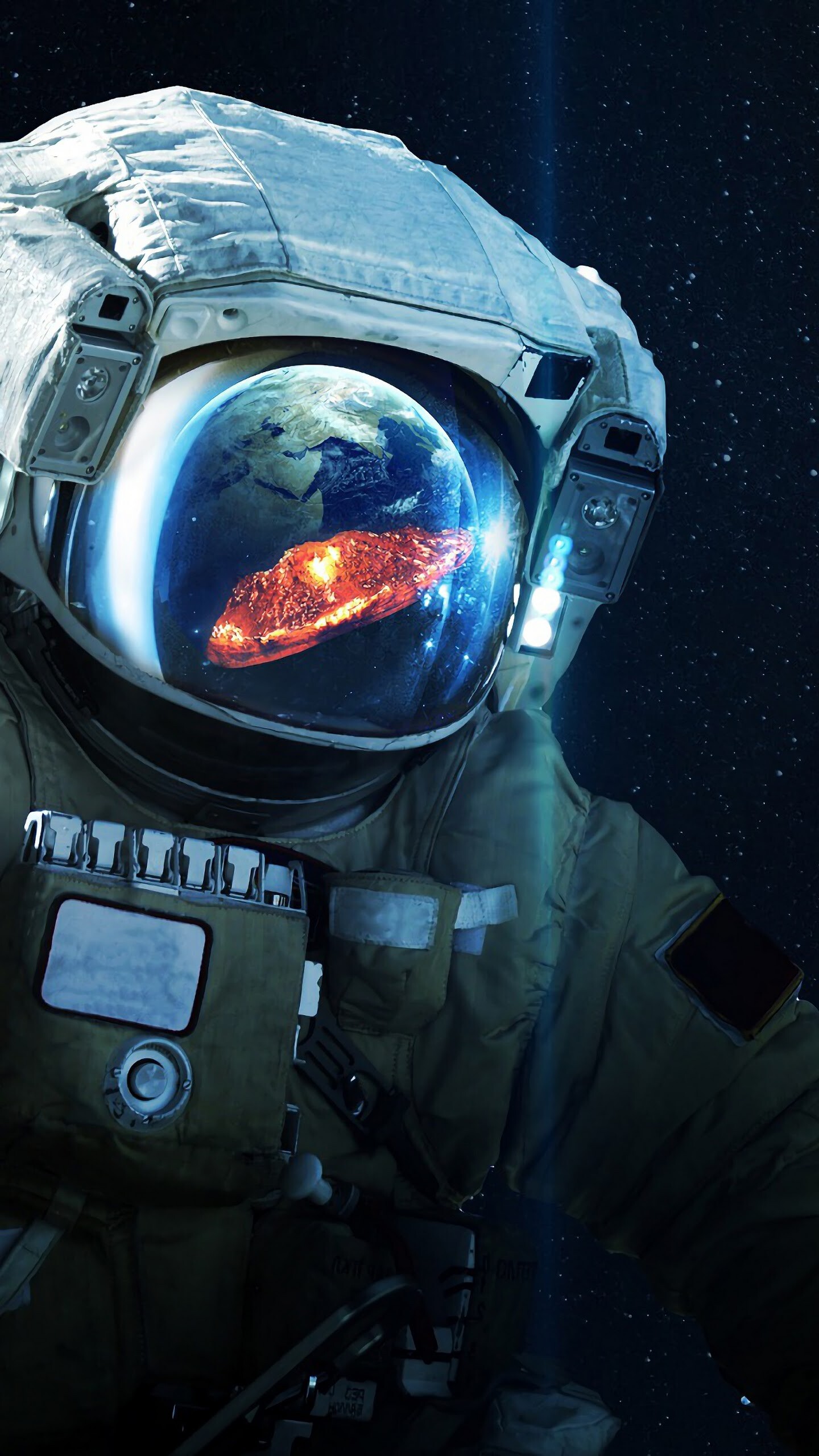 Helmet reflection, Astronauts Wallpaper, 1440x2560 HD Phone