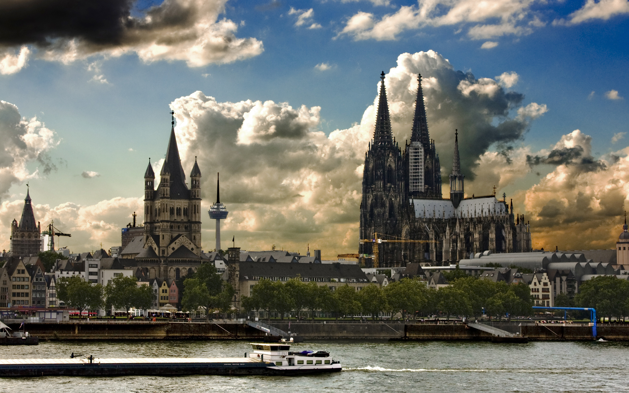 Rhine River, Cologne Cathedral Wallpaper, 2560x1600 HD Desktop