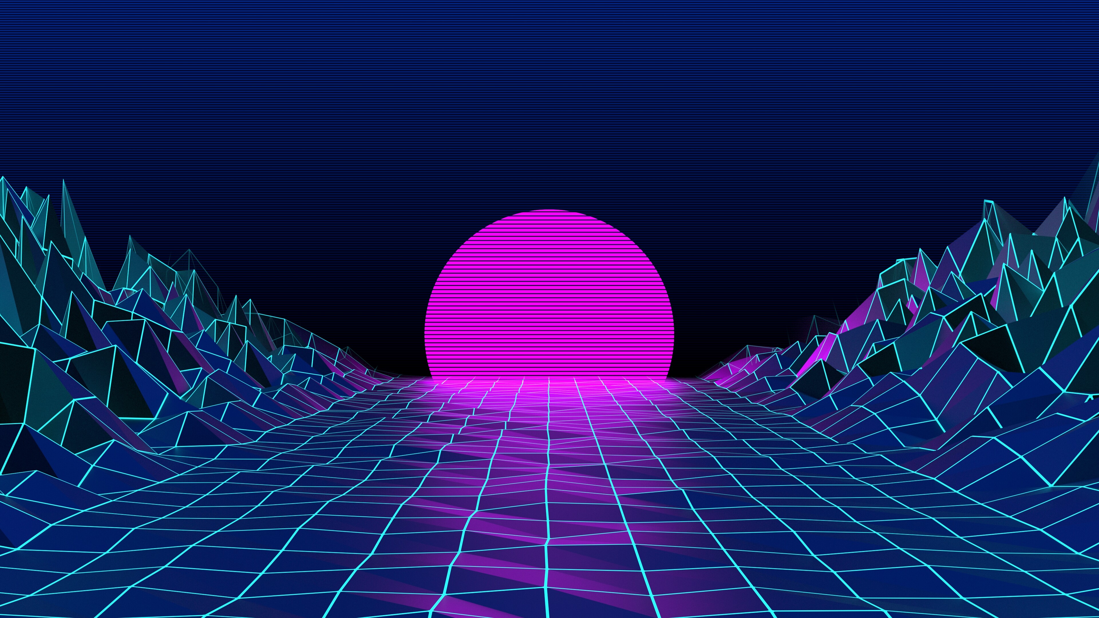 Neon grid, Geometry Wallpaper, 3840x2160 4K Desktop