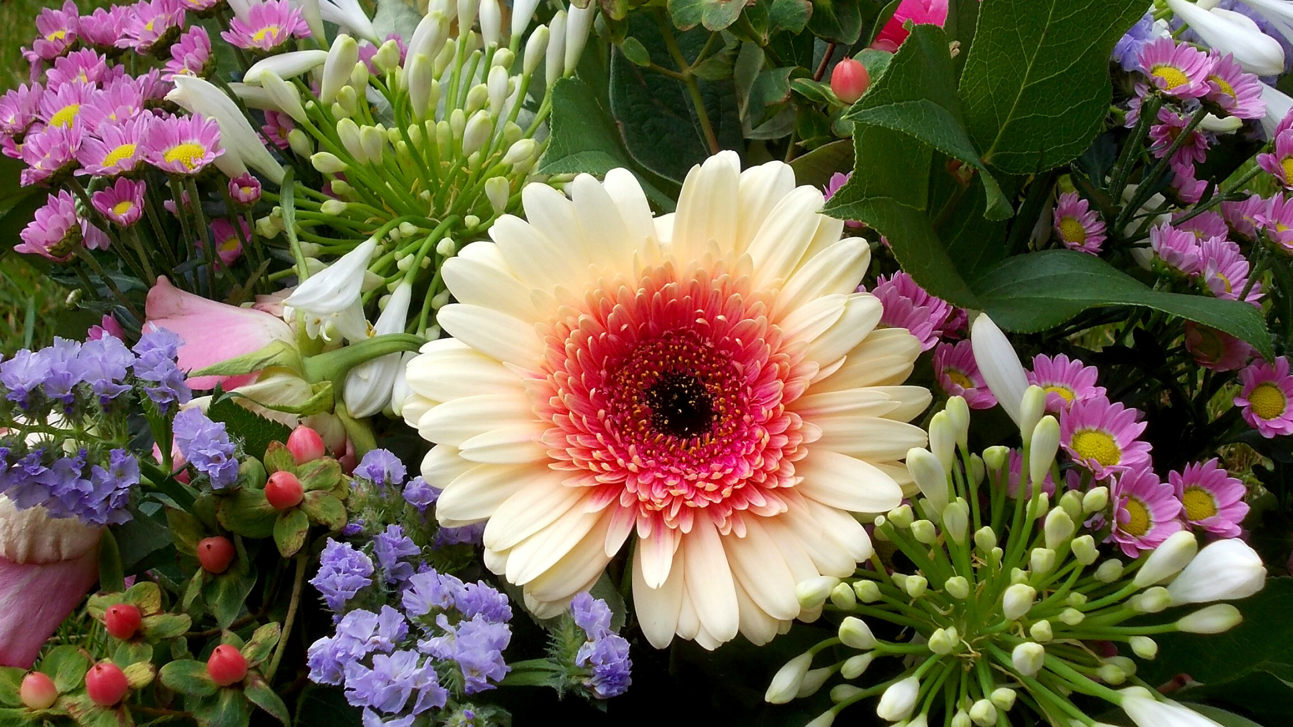 Flower Bouquet, Spring flower bouquet, Barbara's HD wallpapers, Blossoming flowers, 2560x1440 HD Desktop