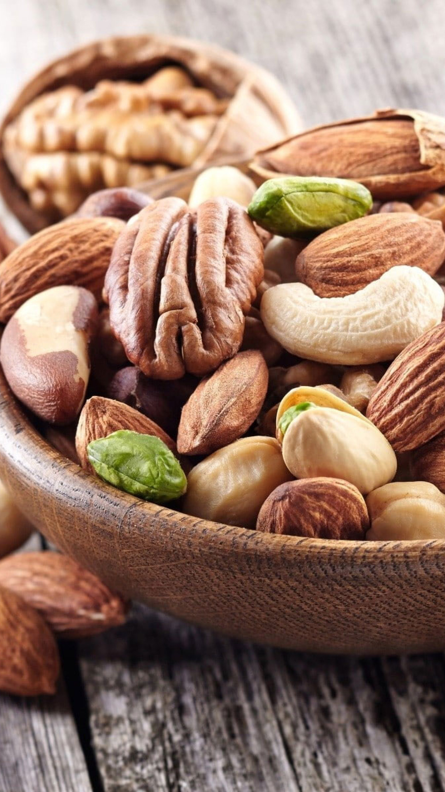 Nutty feast, Wholesome nourishment, Healthy indulgence, Natural flavors, 1440x2560 HD Phone