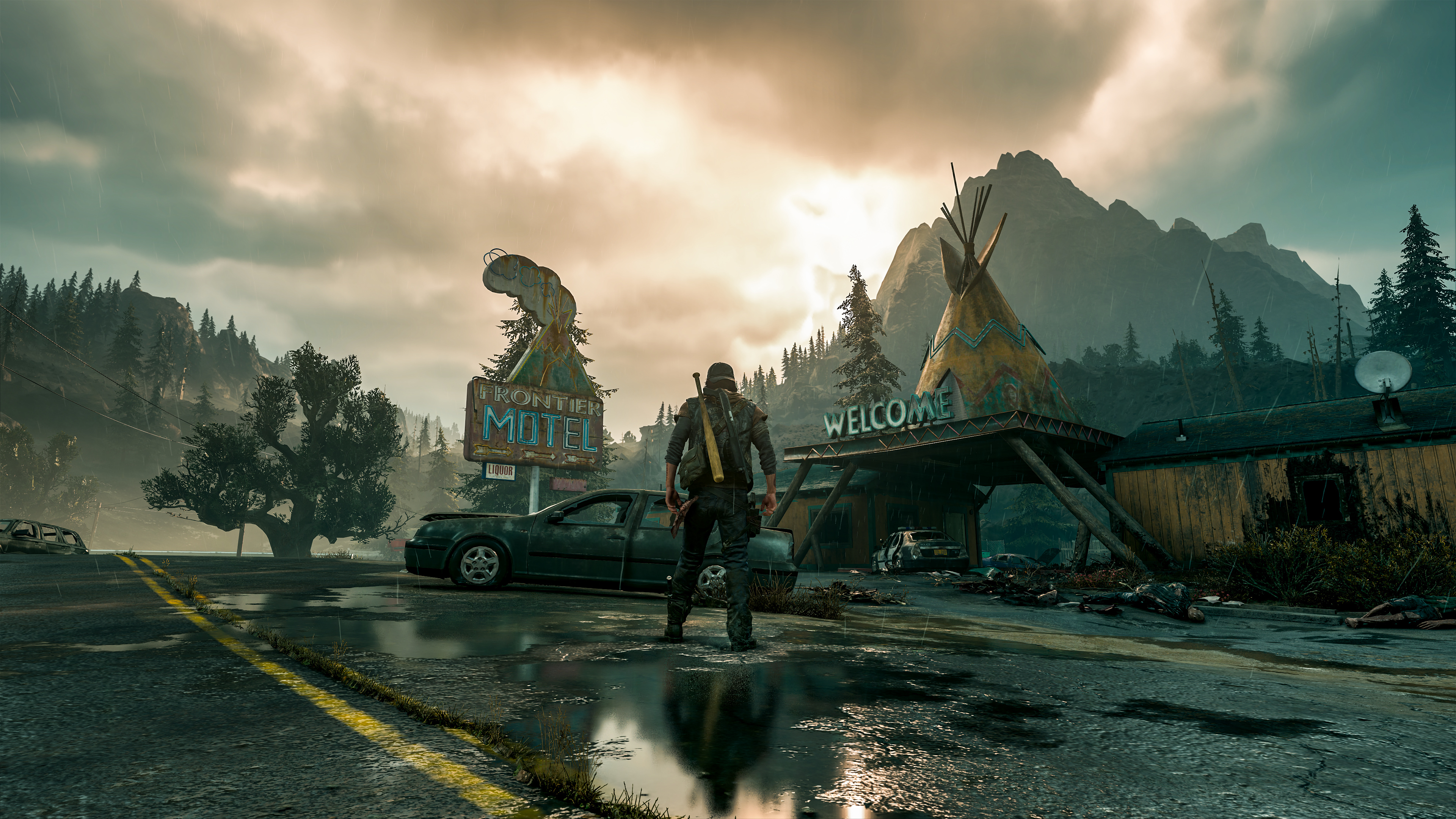 Deacon St. John, Frontier Motel sign, teepee motel entrance, 4K Desktop wallpaper