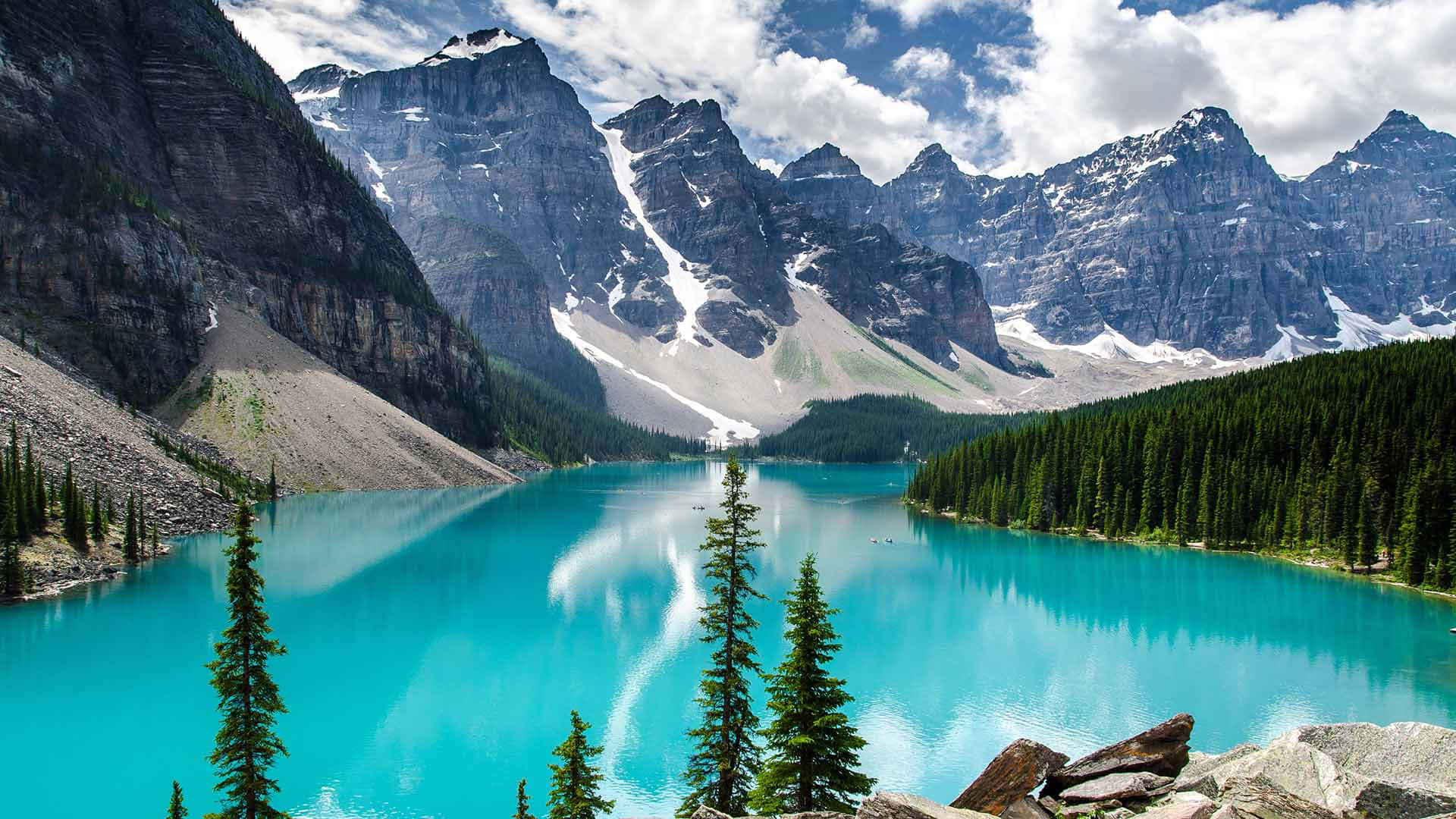 Moraine Lake, Beautiful Backgrounds Wallpaper, 1920x1080 Full HD Desktop