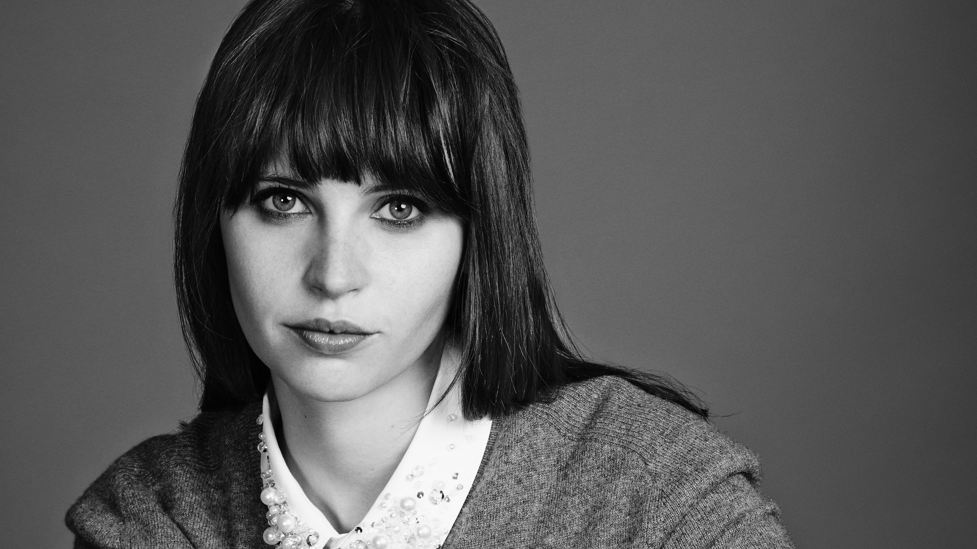 Monochrome 4k HD wallpapers, Felicity Jones, 2018, 3840x2160 4K Desktop