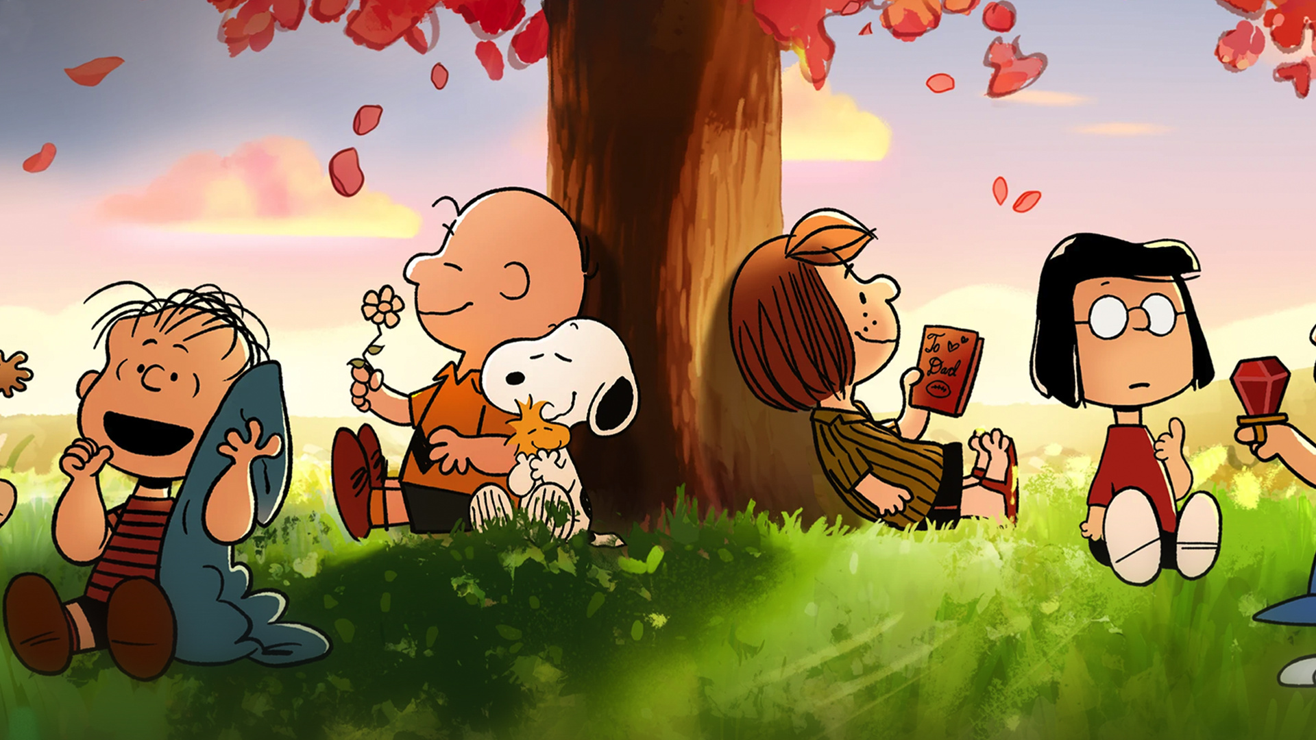 Charlie Brown, Snoopy, Linus van Pelt, Peppermint Patty, Marcie, Full HD Desktop wallpaper