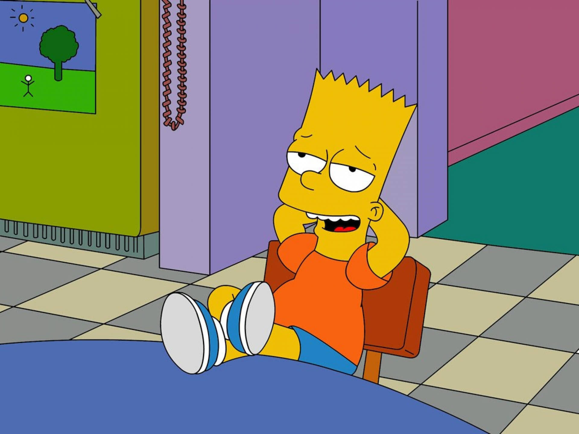 Bart Simpson, Simpson family kitchen, Green kitchen refrigerator, HD Desktop wallpaper