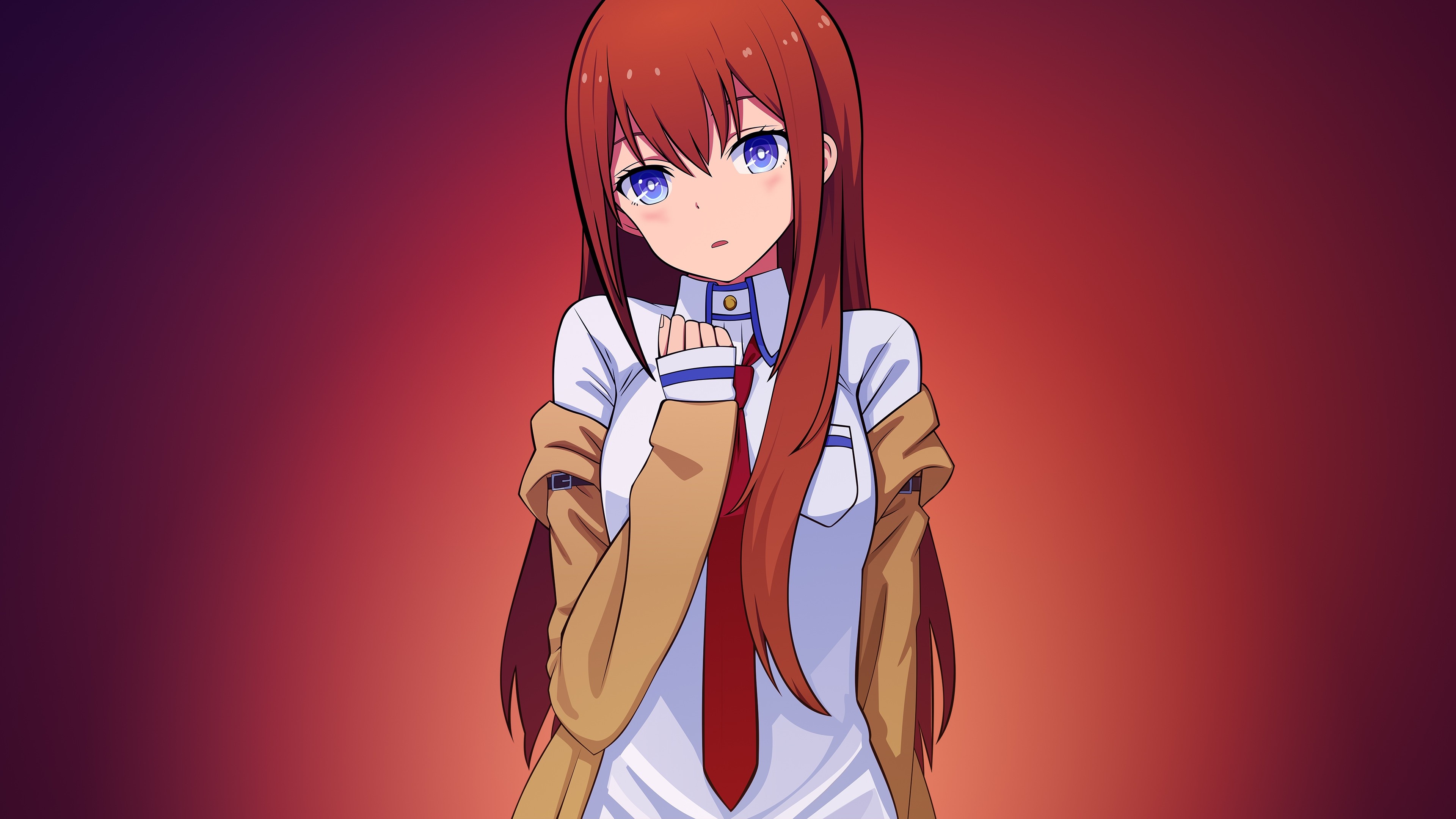 Makise Kurisu, Tie Wallpaper, 3840x2160 4K Desktop