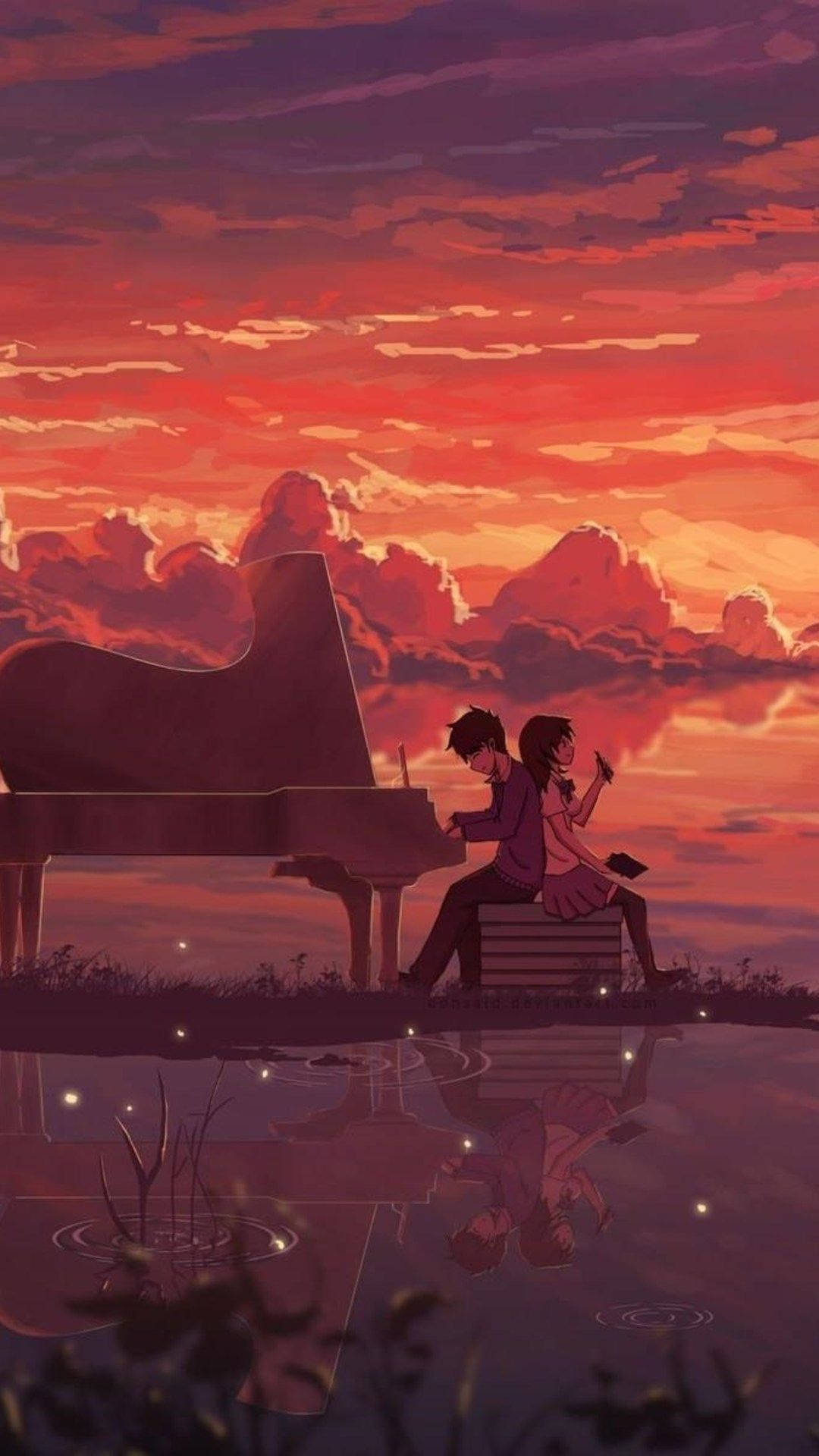 Piano by Sunset, Musical, Anime, Relaxing, Scenery, 1080x1920 Full HD Phone