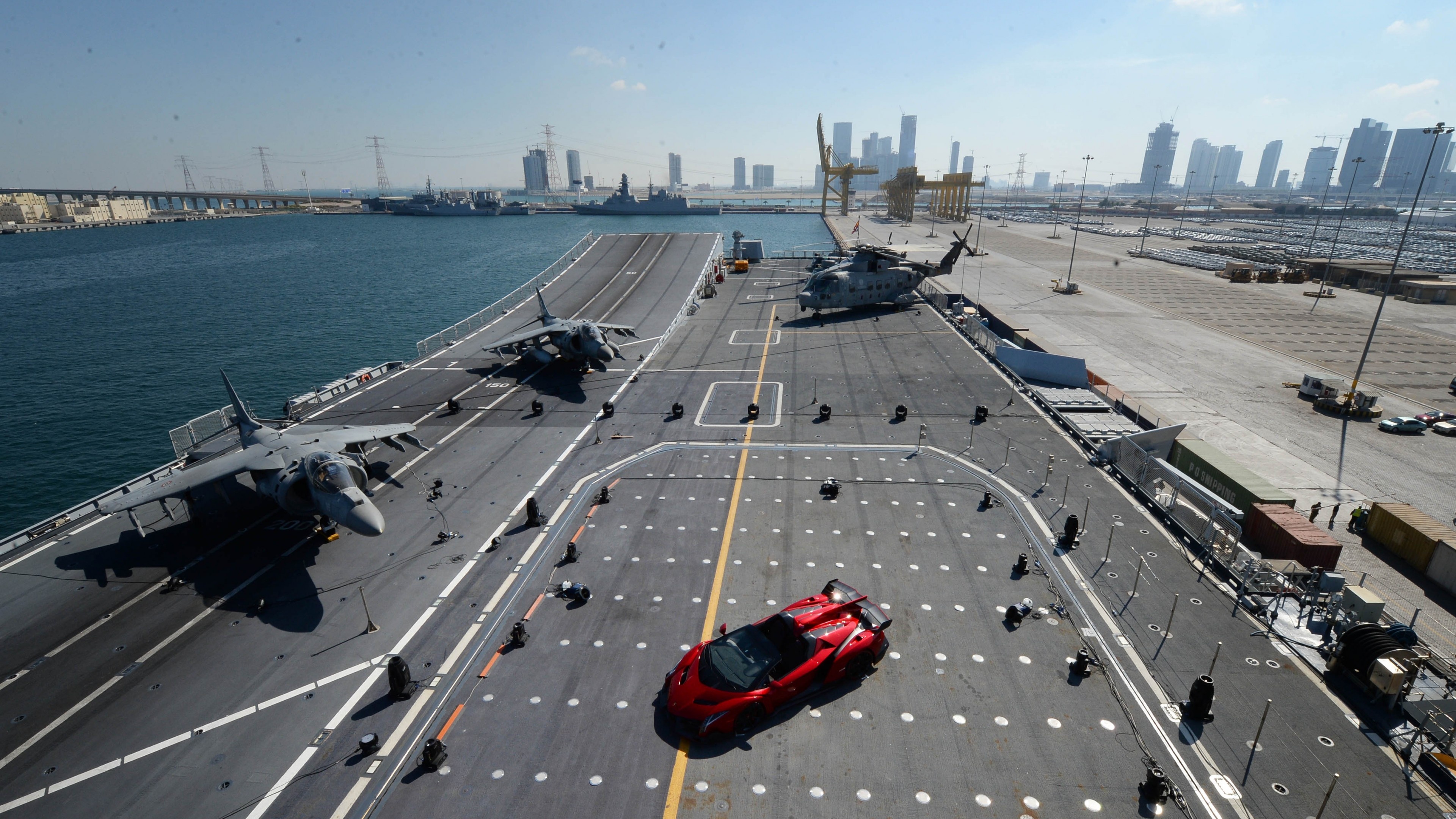 Aircraft Carrier, Lamborghini Veneno Wallpaper, 3840x2160 4K Desktop