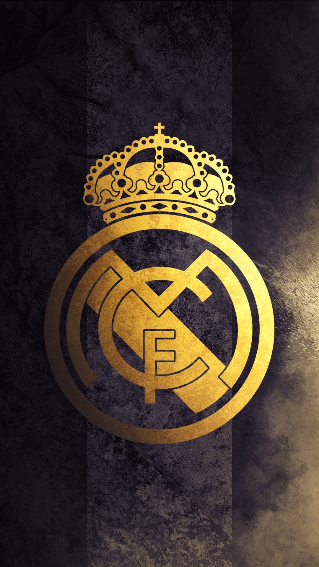 Real Madrid CF crest, golden royal crown, dark grunge textured stripes, Full HD Phone wallpaper
