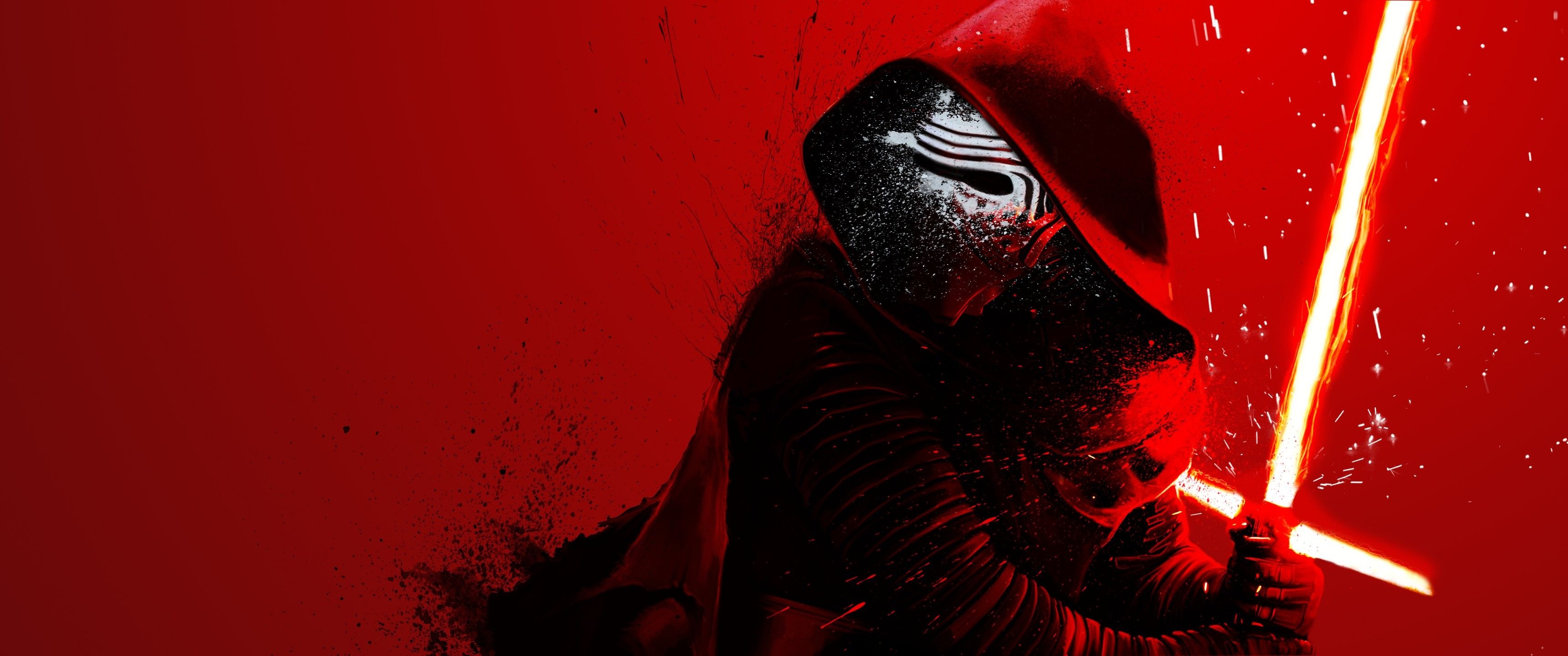 Kylo Ren Mask, Captivating artwork, Movie character design, Digital images, 3440x1440 Dual Screen Desktop