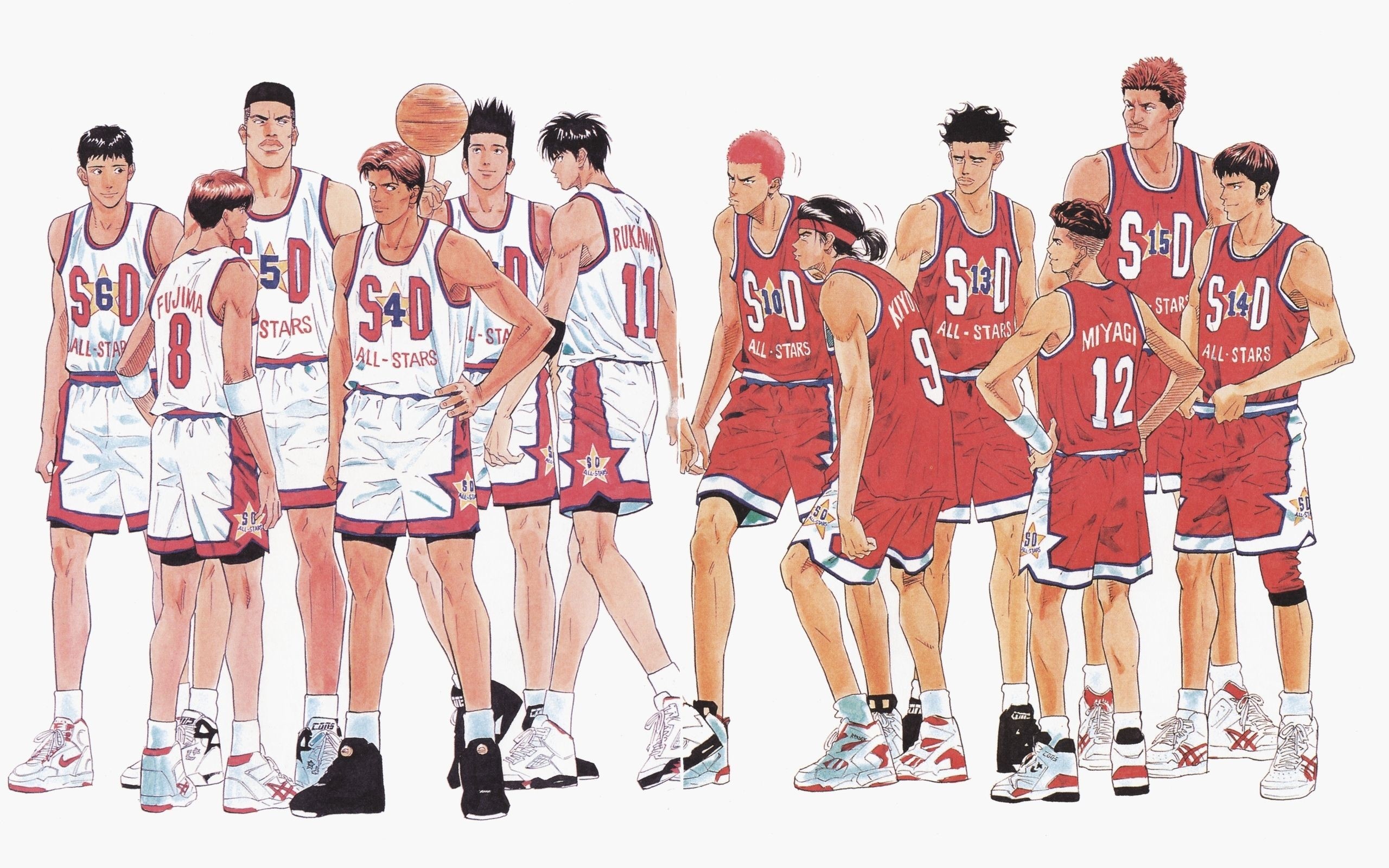 Hanamichi Sakuragi, Kaede Rukawa, Akira Sendoh, Shinichi Maki, Slam Dunk All-Stars, HD Desktop wallpaper