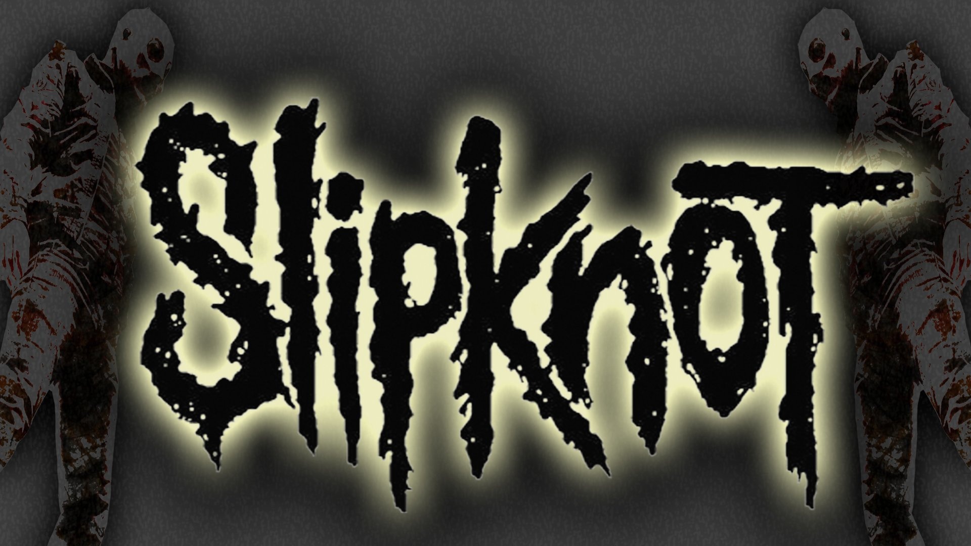 Slipknot logo, Corey Taylor dummy mask, yellow backlight glow, Full HD Desktop wallpaper