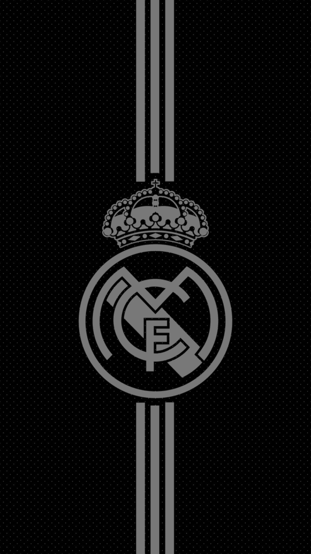 Real Madrid crest, Adidas three stripes, black dotted texture, Full HD Phone wallpaper